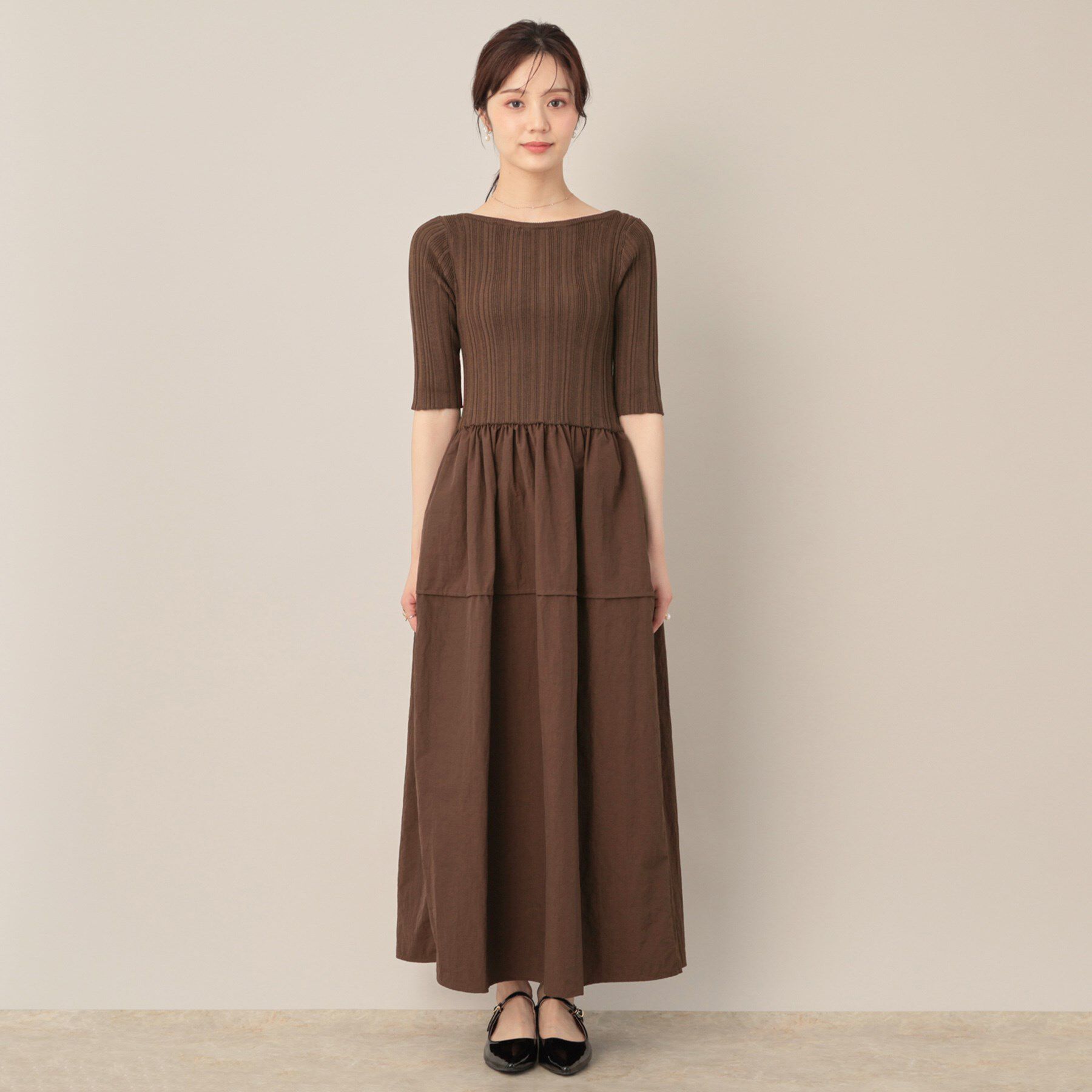 Couture broach「5分袖ドッキングワンピース」|ワンピース|