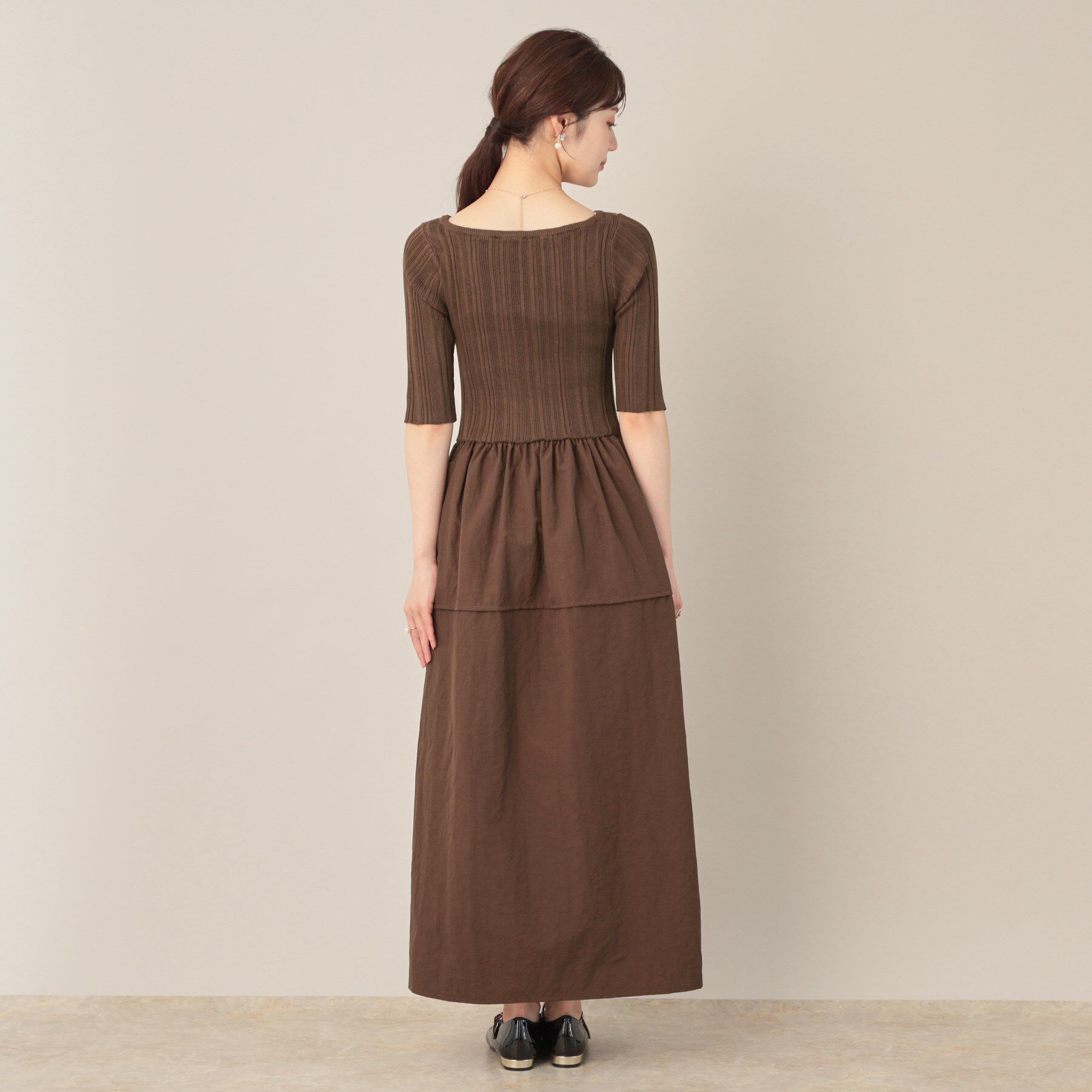 Couture broach「5分袖ドッキングワンピース」|ワンピース|