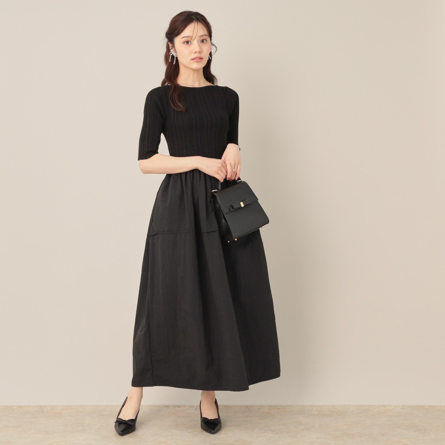 Couture broach「5分袖ドッキングワンピース」|ワンピース|