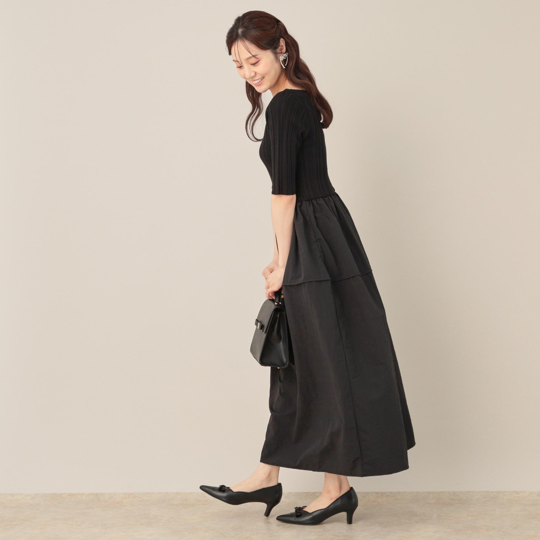 Couture broach「5分袖ドッキングワンピース」|ワンピース|