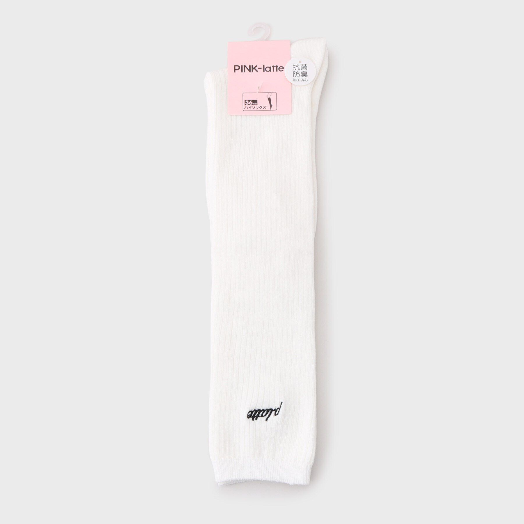 PINK-latte「36cm刺繍ハイソックス」|ソックス|オフホワイト(003