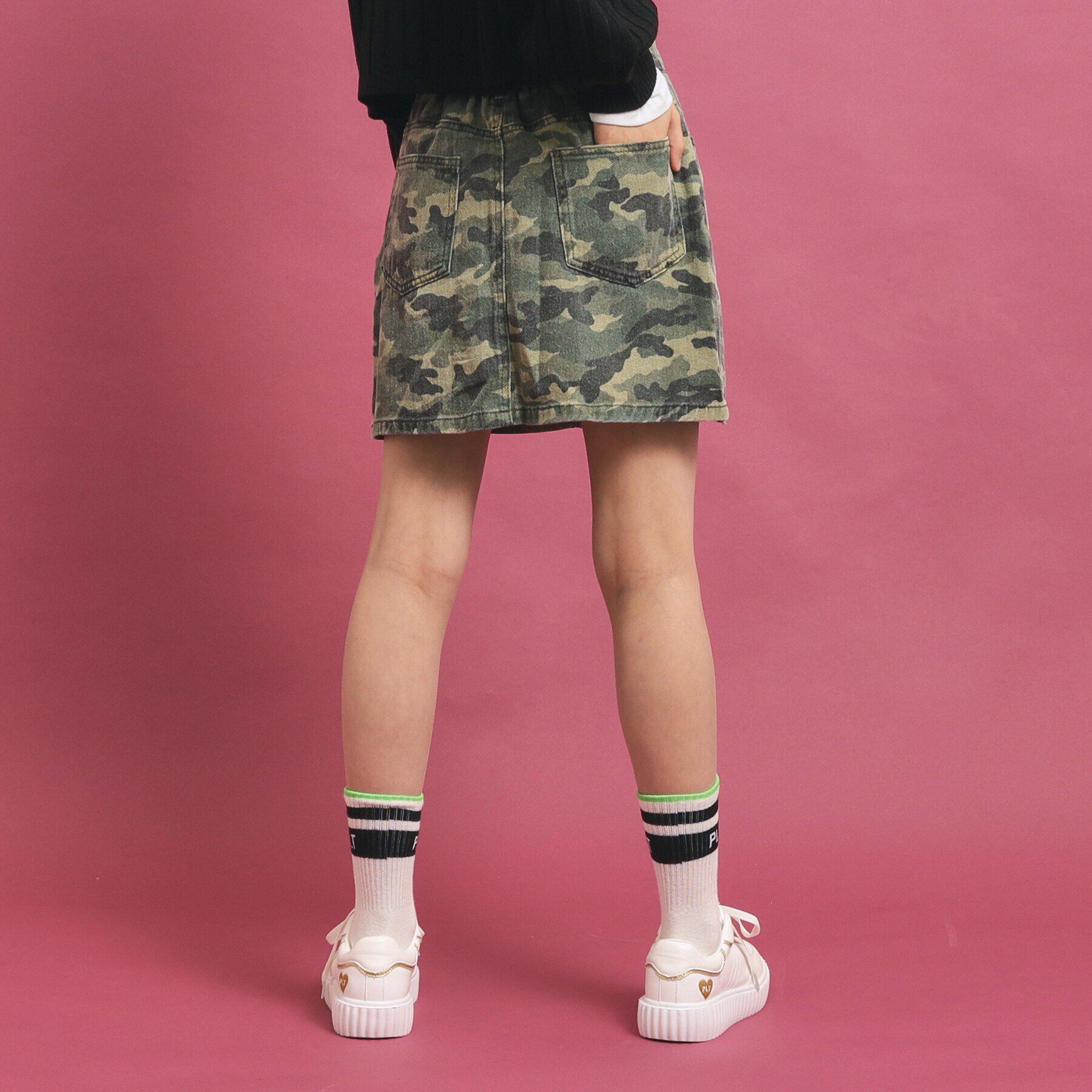 PINK-latte「フロントボタン台形デニムスカート」|スカート|