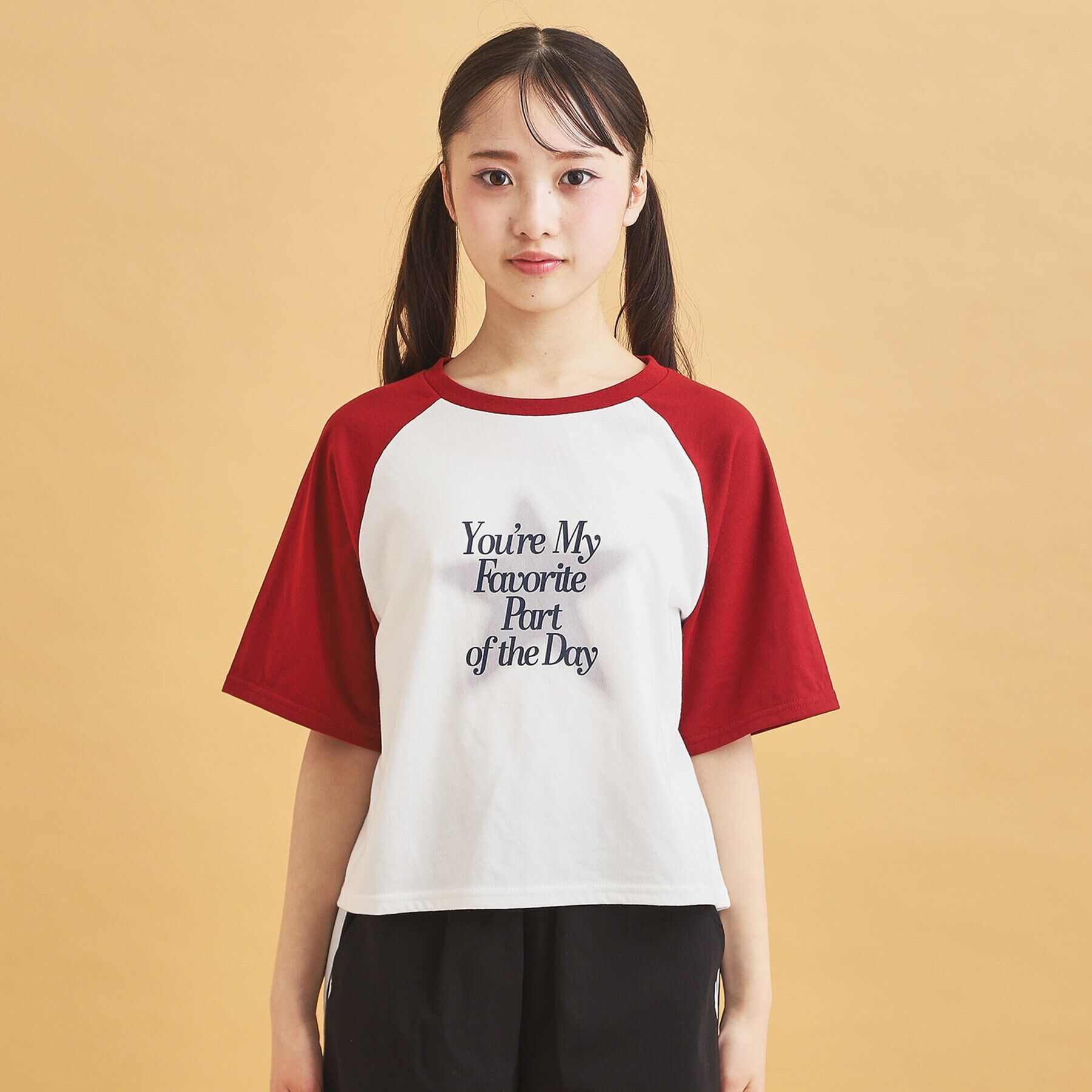 PINK-latte「スプレー星ラグランTシャツ」|Tシャツ・カットソー|