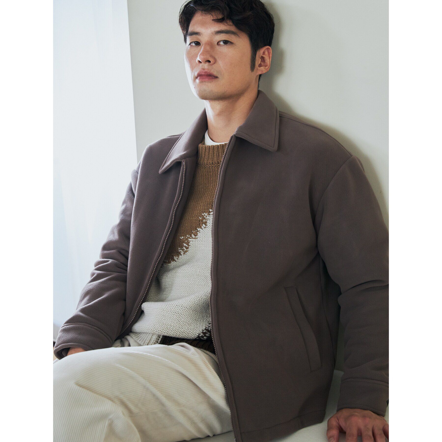 THE SHOP TK「マイクロフリースジャケット 光吸収発熱機能／洗える」|ブルゾン・スタジャン|モカブラウン(042