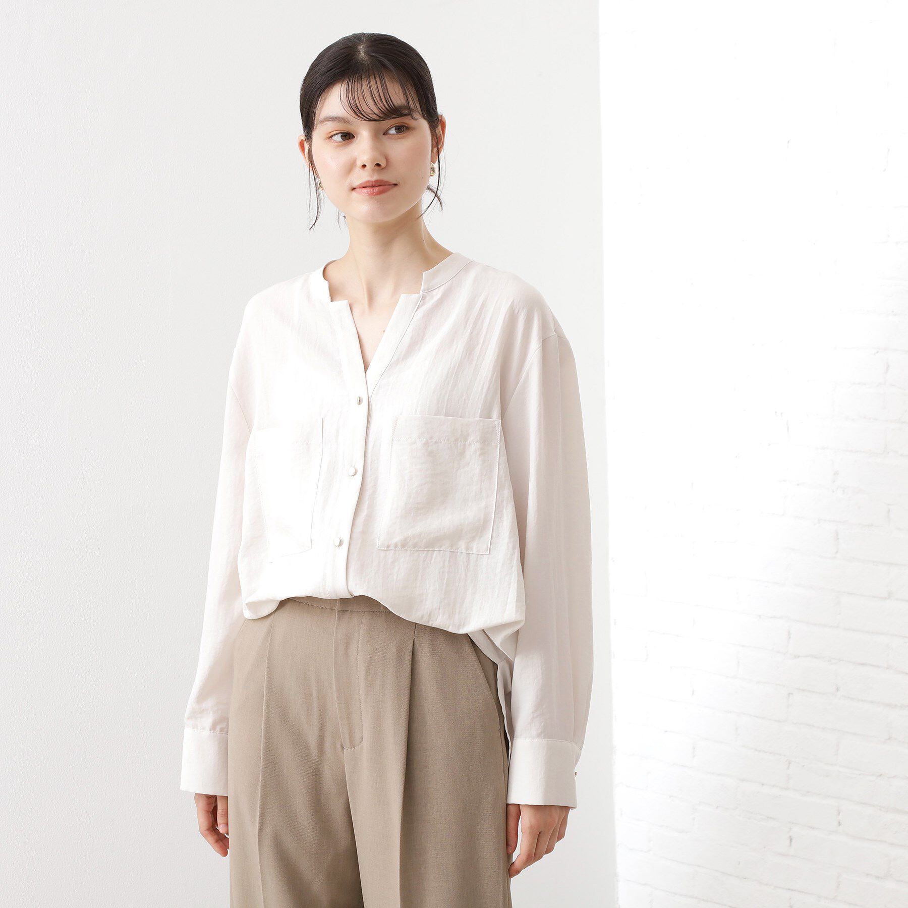 THE SHOP TK「【通勤にもデイリーにも】ダブルポケットスキッパーシャツ/洗濯機OK」|シャツ・ブラウス|