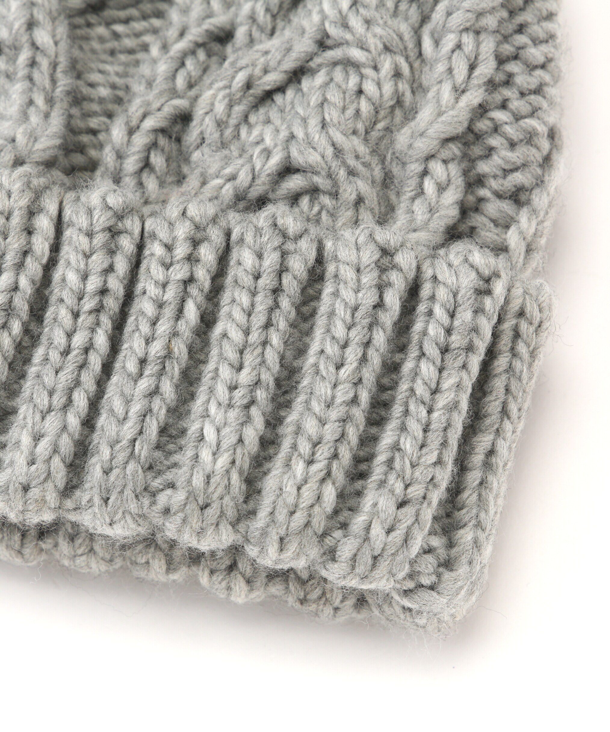  「ケーブルポンポンニットキャップ」|手袋|