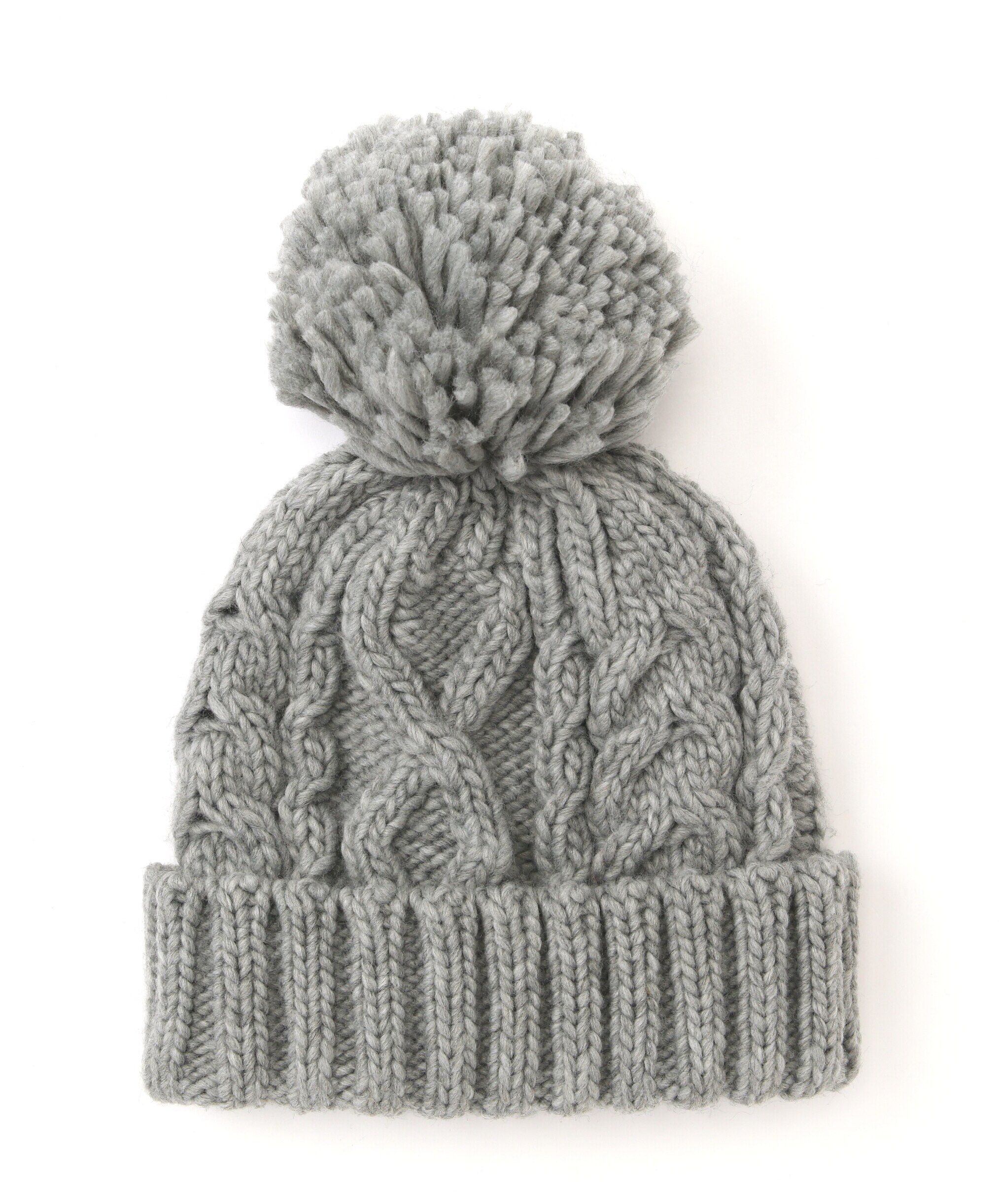  「ケーブルポンポンニットキャップ」|手袋|