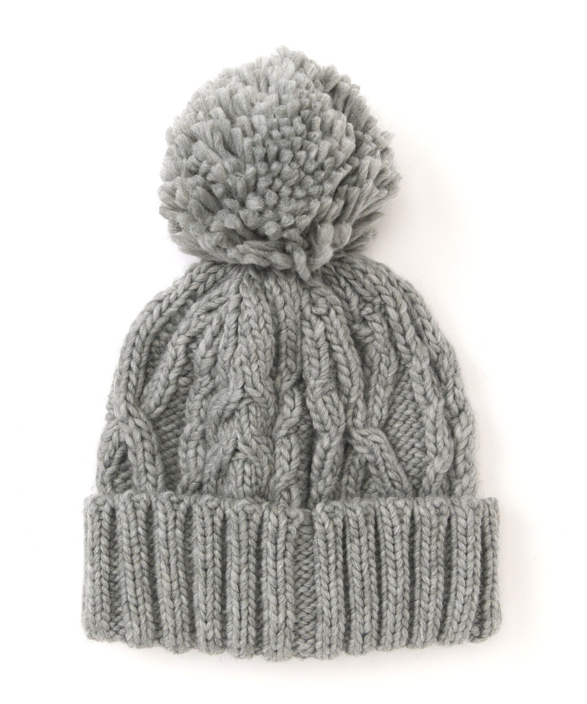  「ケーブルポンポンニットキャップ」|手袋|