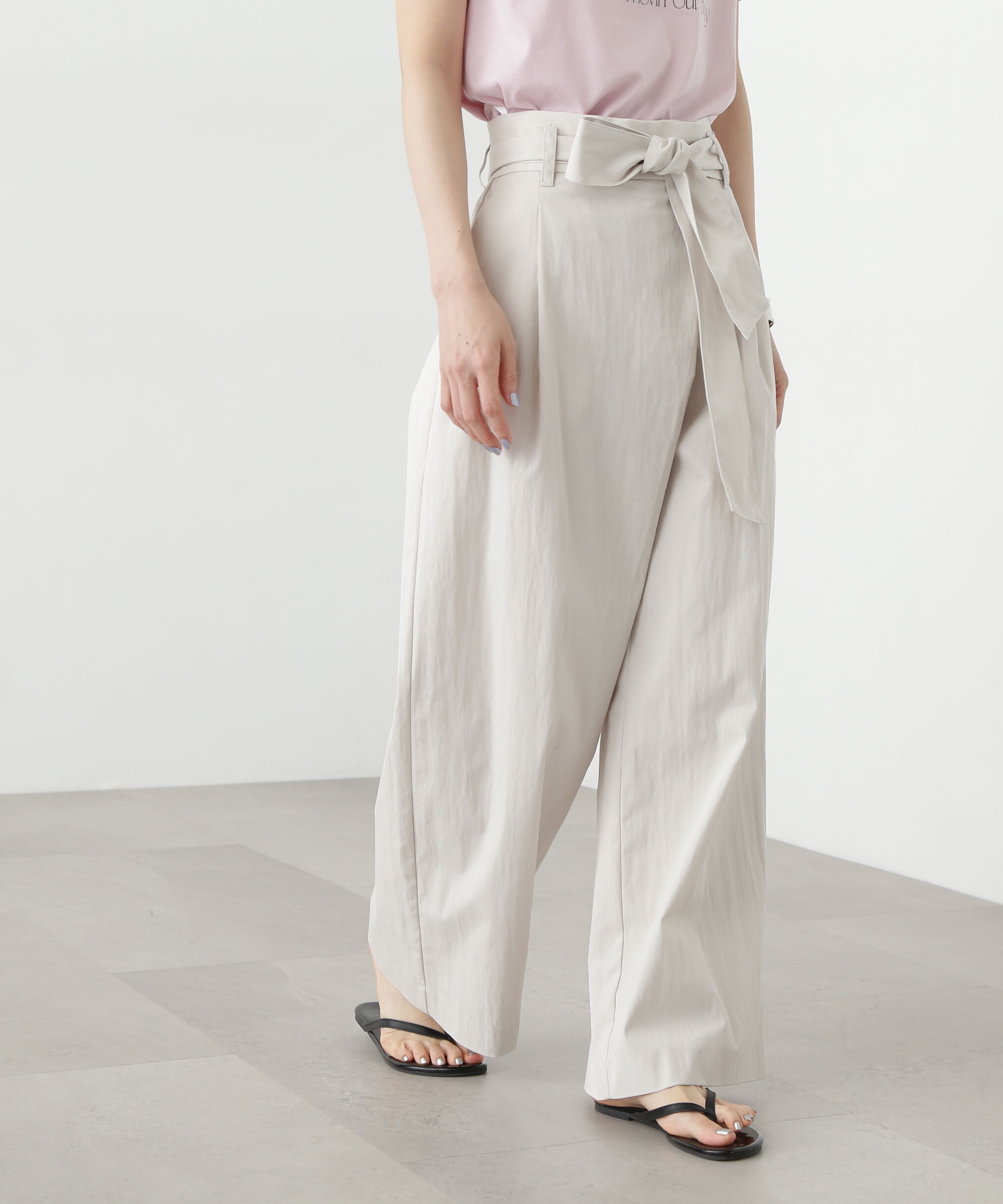  「ベルト付きラップ風ワイドパンツ」|その他|オフ1
