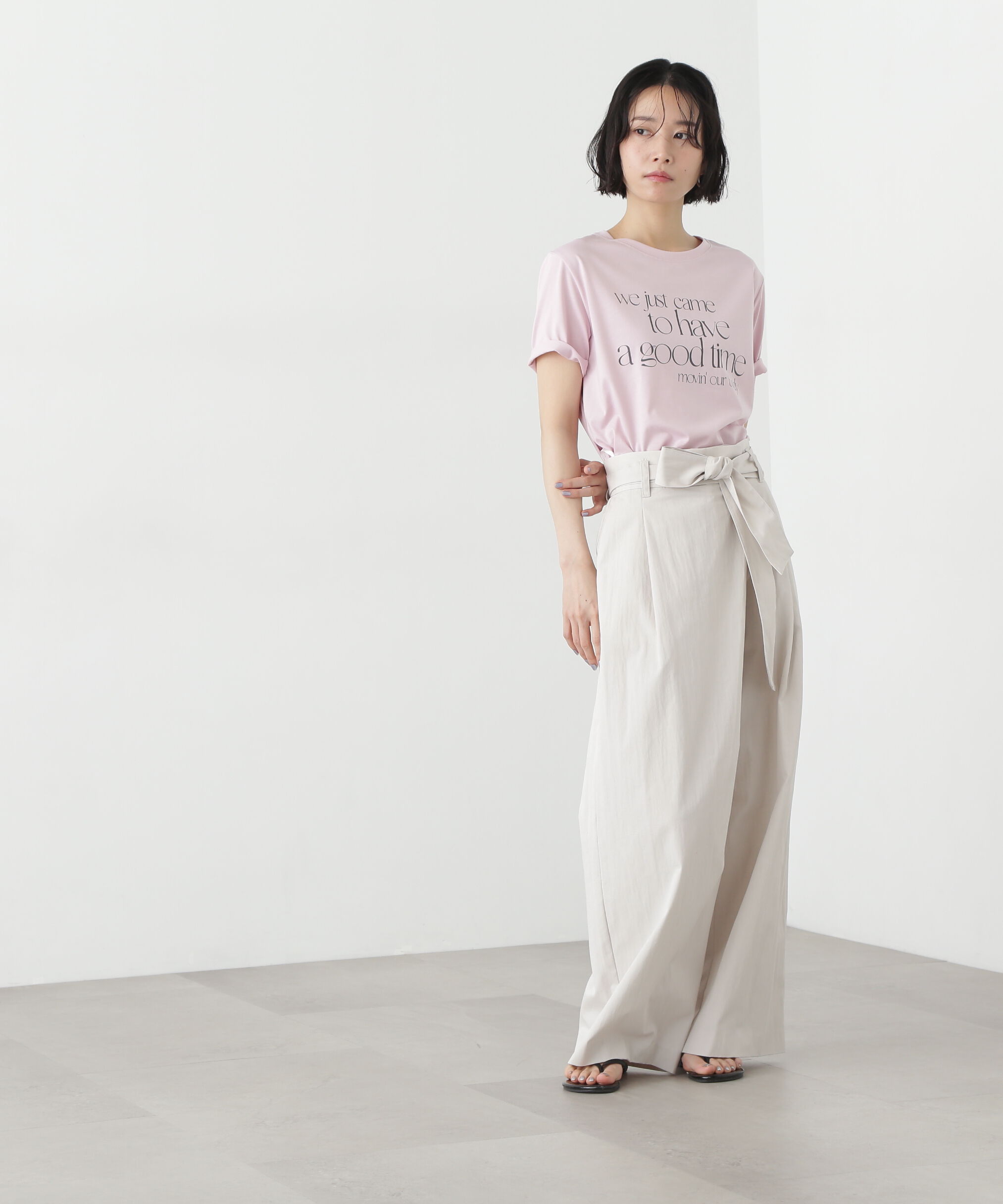  「ベルト付きラップ風ワイドパンツ」|その他|