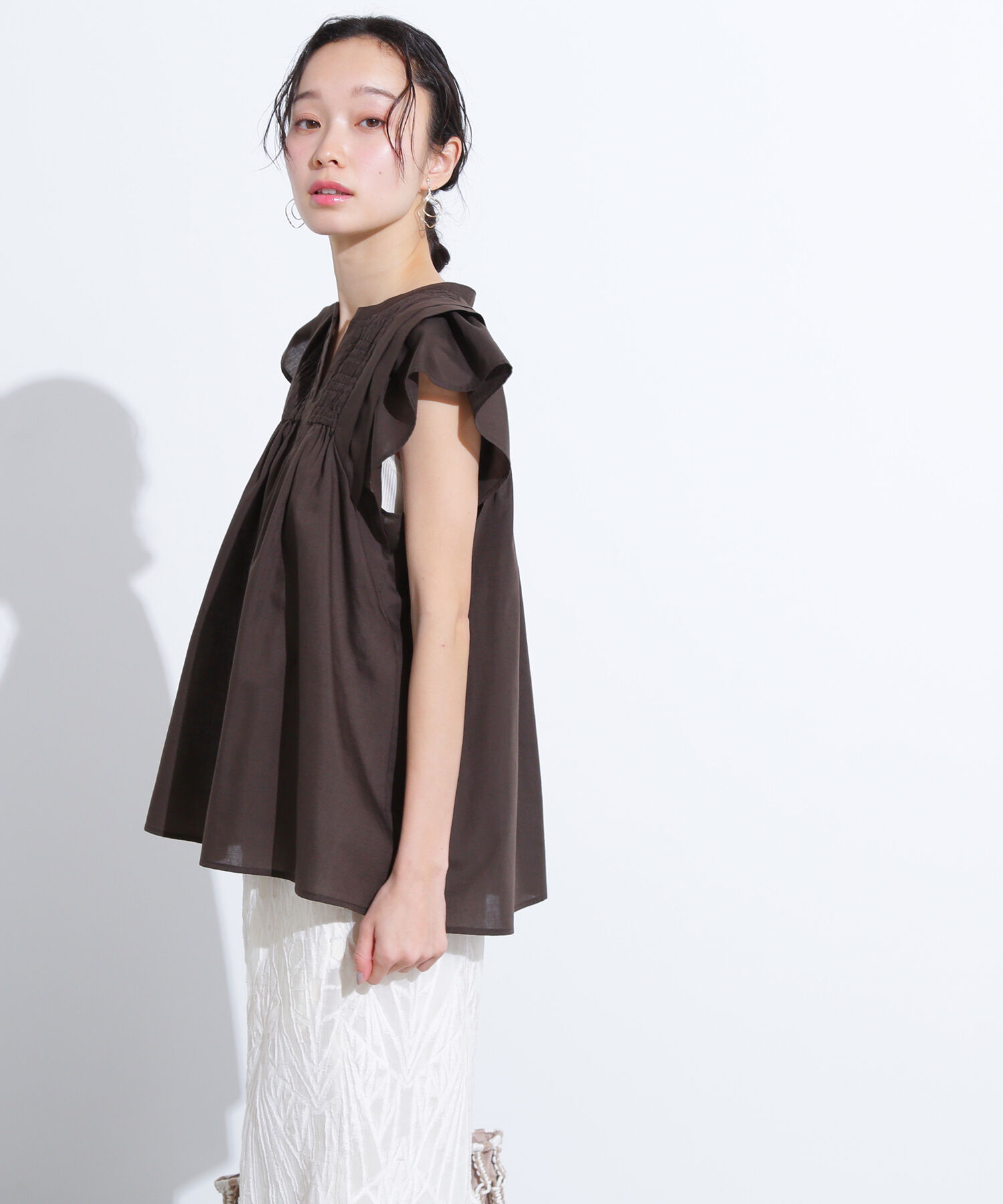  「コットンボイルシャーリングブラウス」|シャツ・ブラウス|