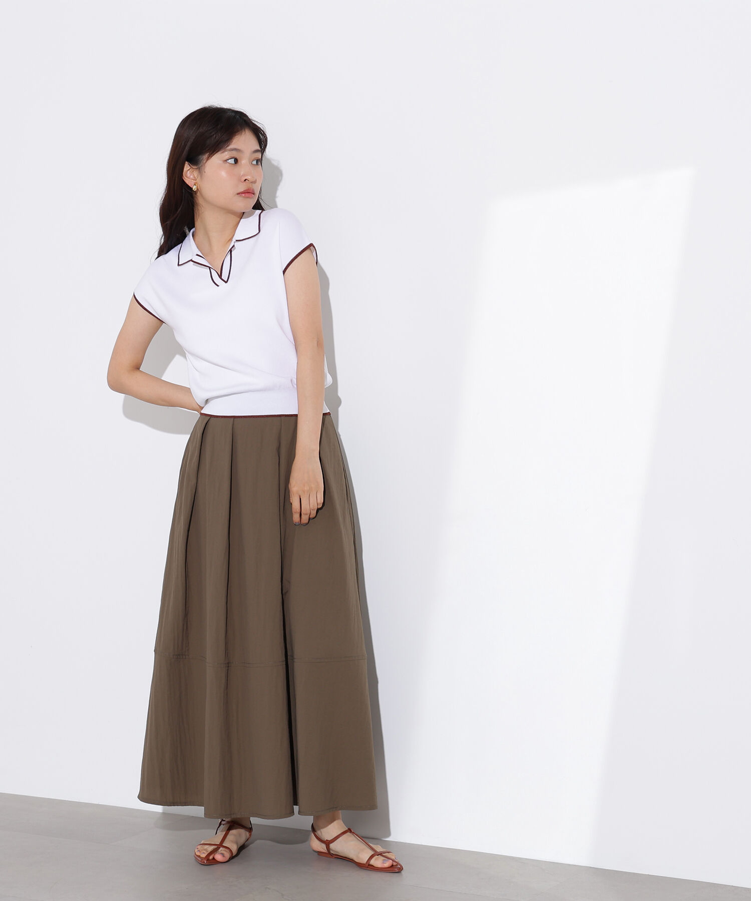  「ラメラインスキッパーポロニット」|ニット・セーター|