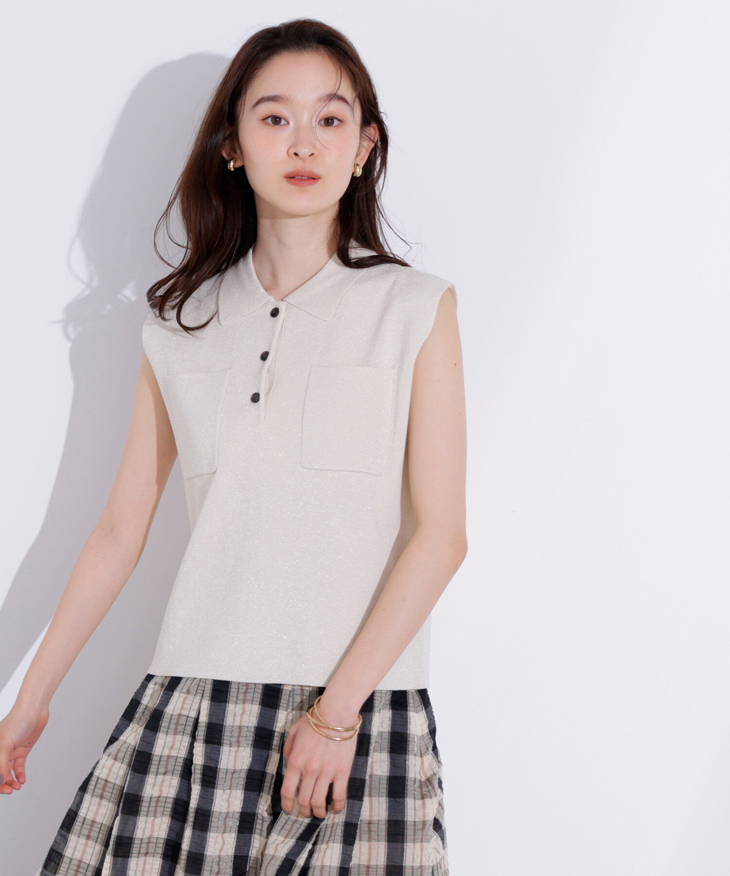  「ラメ混ポロエリニット」|ニット・セーター|