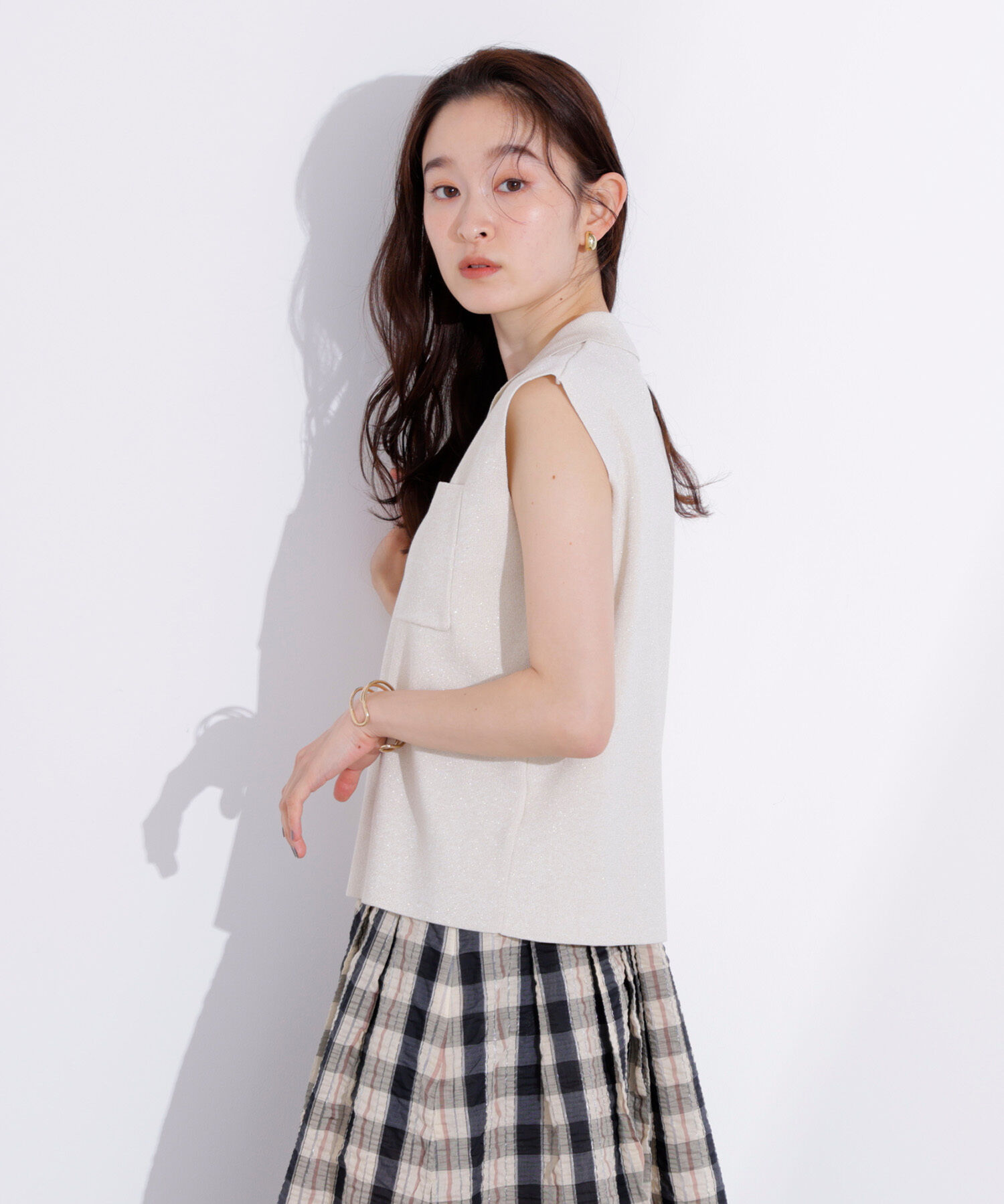  「ラメ混ポロエリニット」|ニット・セーター|