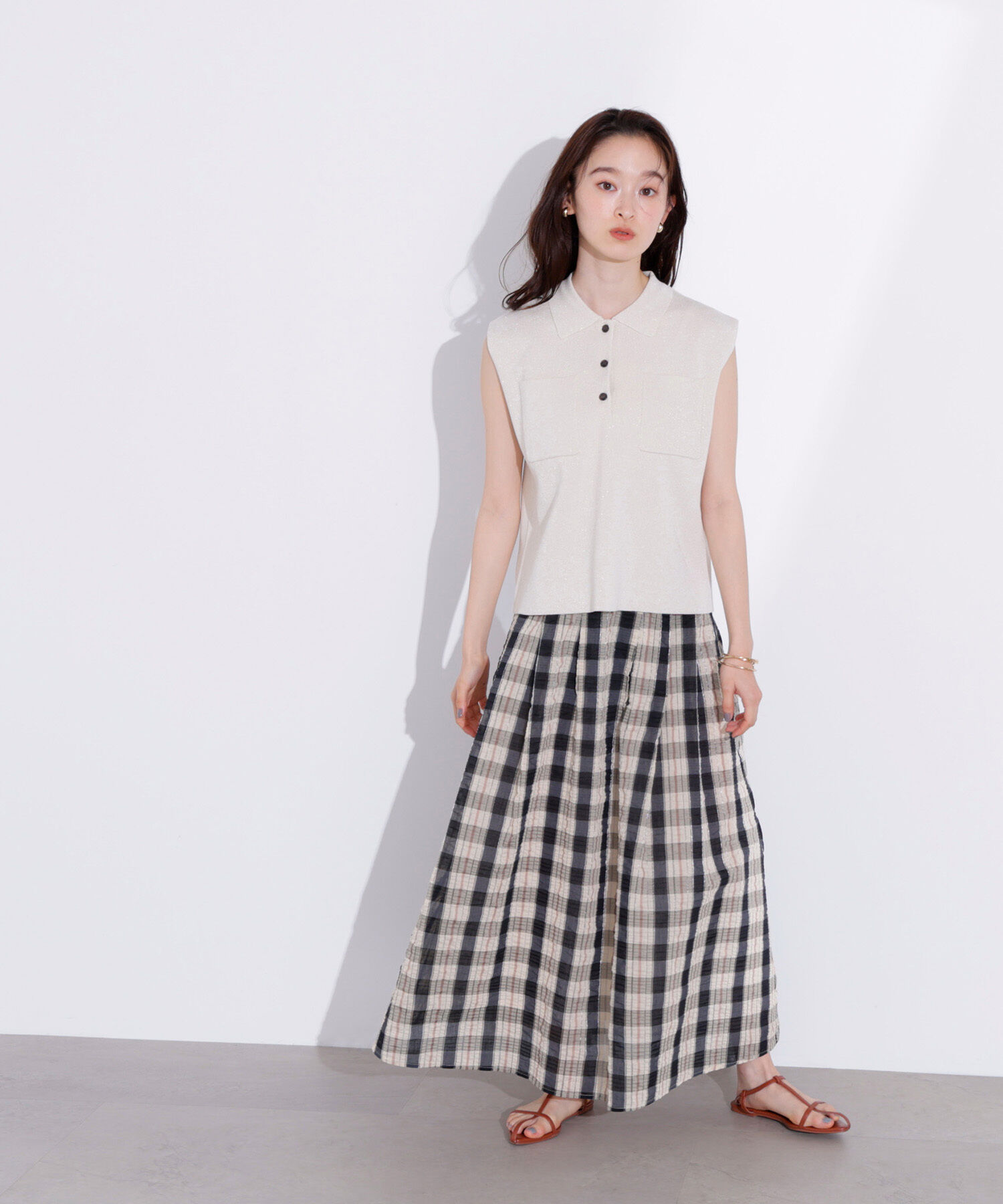  「ラメ混ポロエリニット」|ニット・セーター|