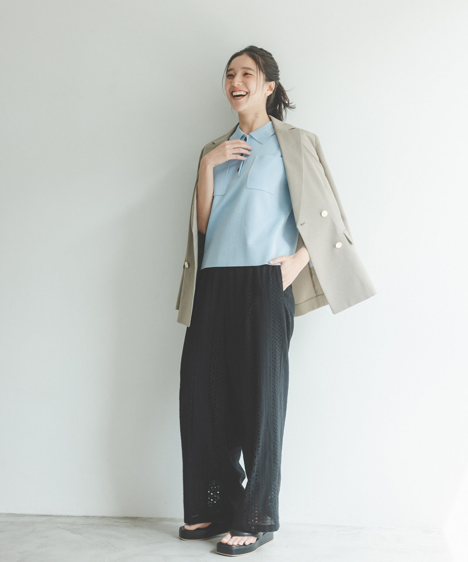  「ラメ混ポロエリニット」|ニット・セーター|