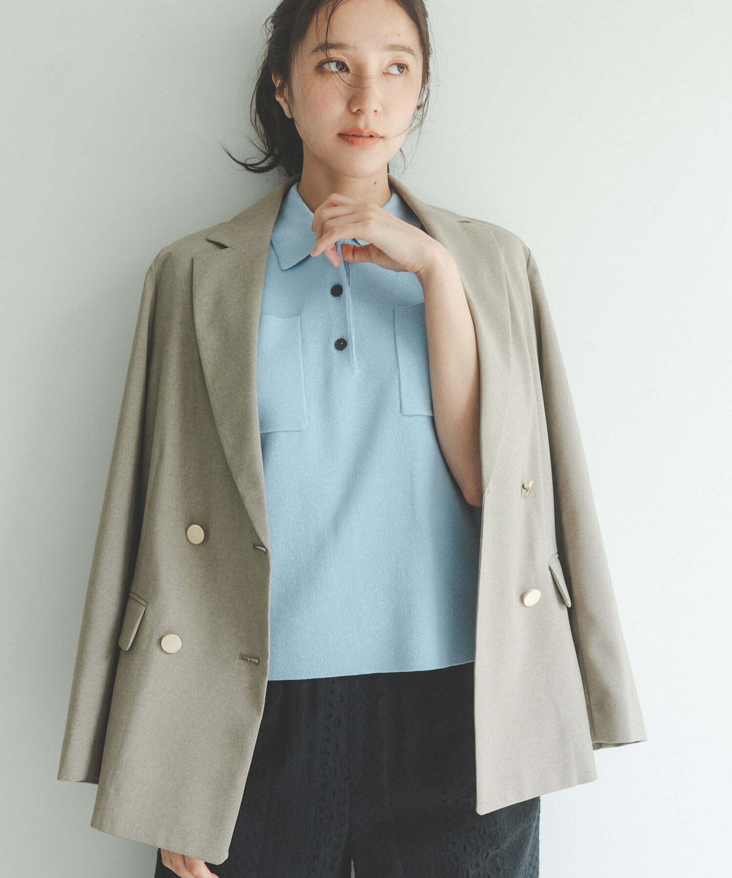  「ラメ混ポロエリニット」|ニット・セーター|