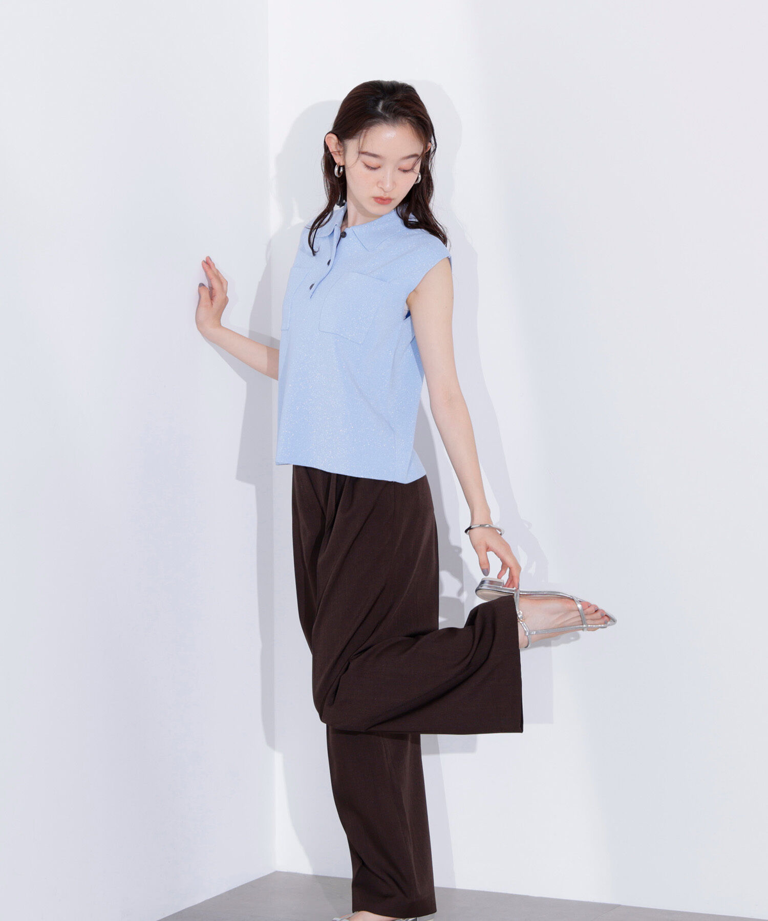  「ラメ混ポロエリニット」|ニット・セーター|