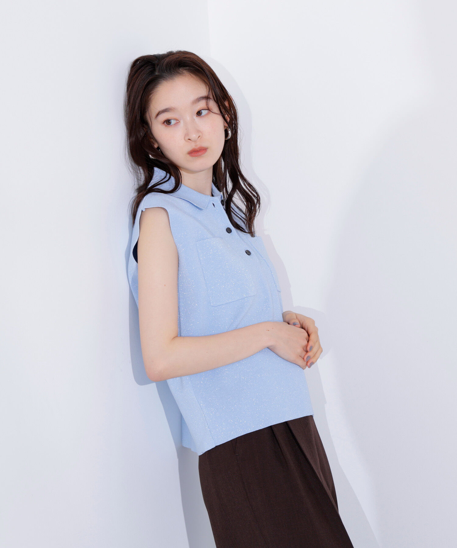  「ラメ混ポロエリニット」|ニット・セーター|