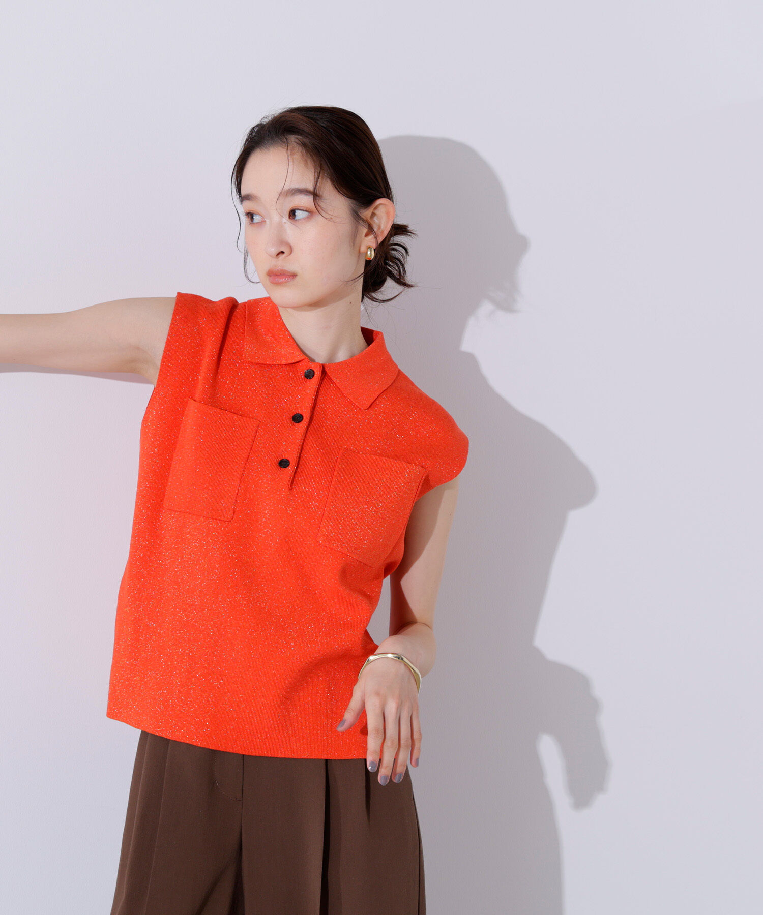  「ラメ混ポロエリニット」|ニット・セーター|