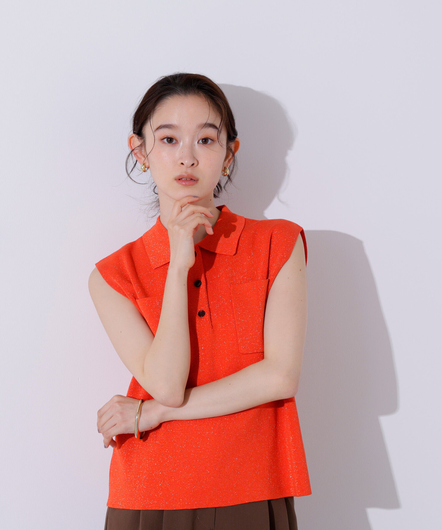  「ラメ混ポロエリニット」|ニット・セーター|