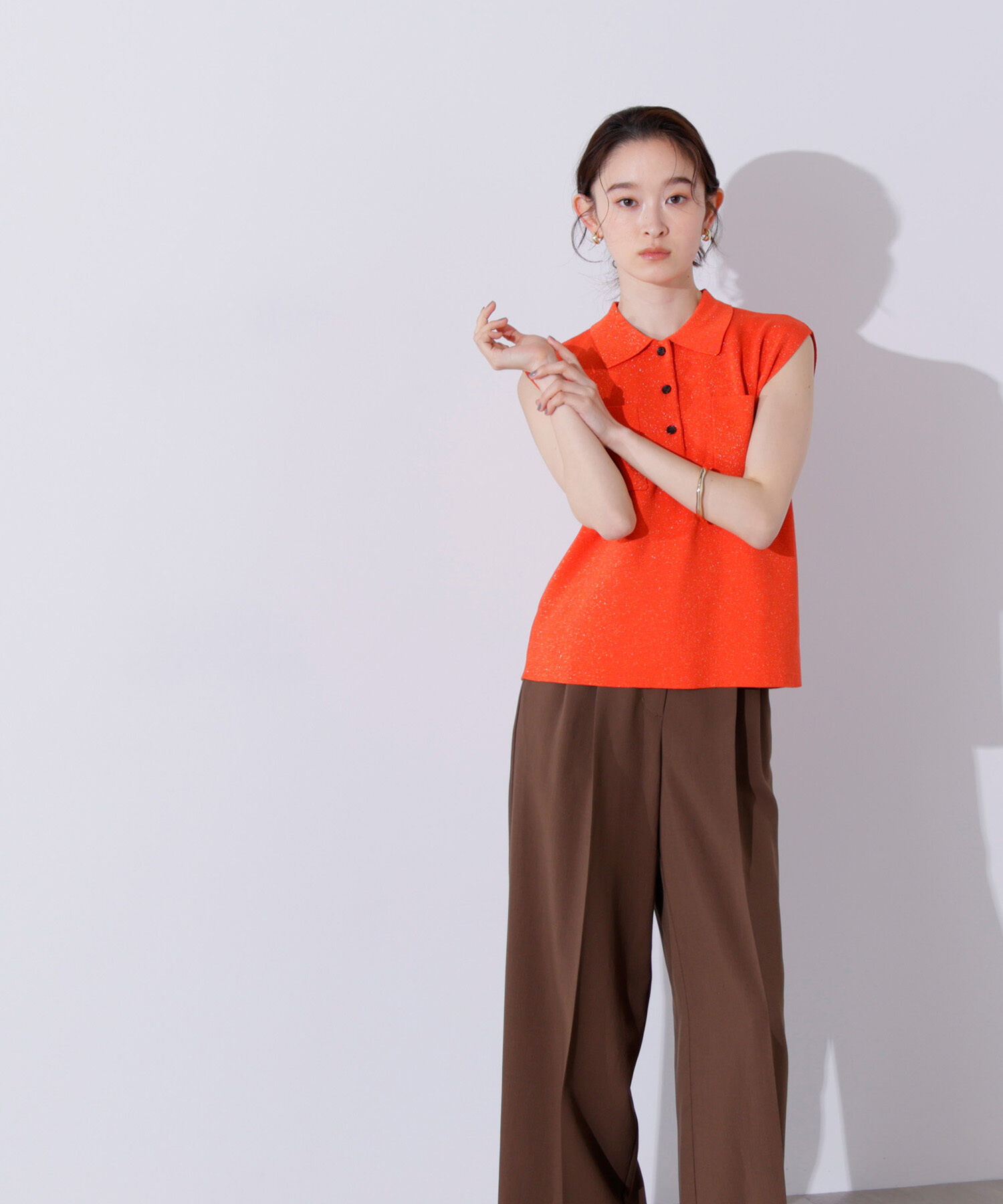  「ラメ混ポロエリニット」|ニット・セーター|