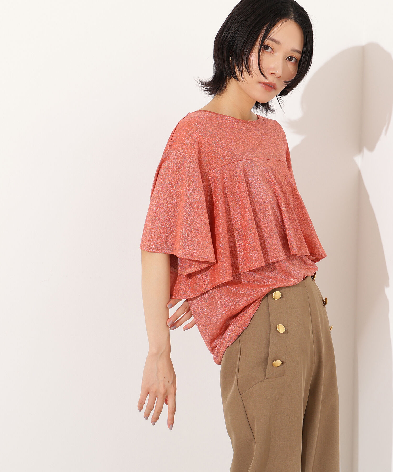  「ラメドレープカットソー」|Tシャツ・カットソー|