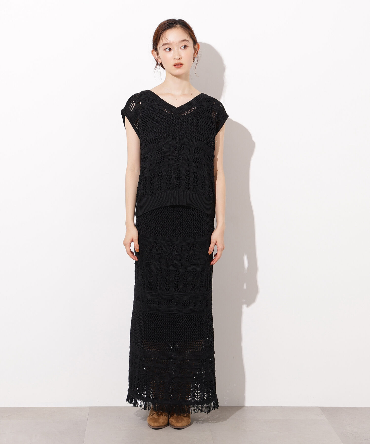  「パッチワークニットセットアップ」|スカート|