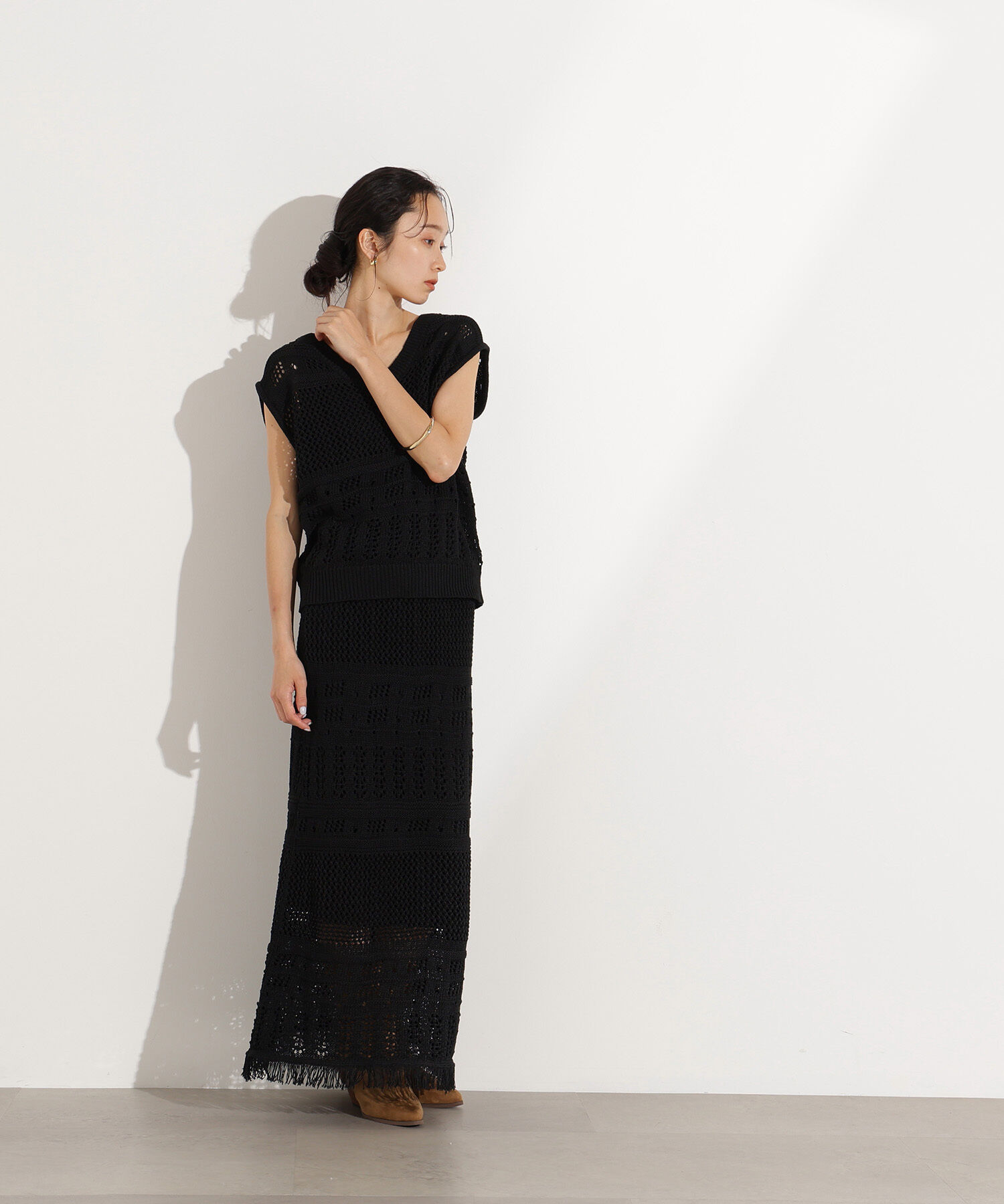  「パッチワークニットセットアップ」|スカート|