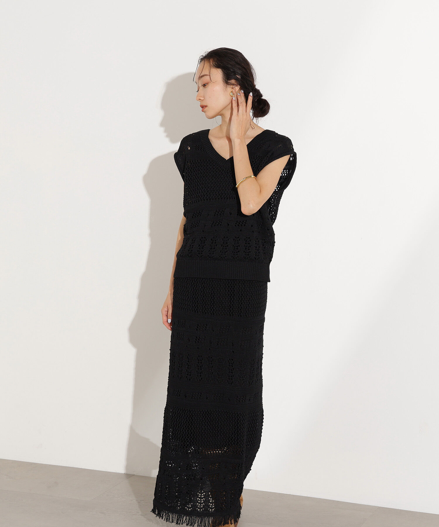  「パッチワークニットセットアップ」|スカート|