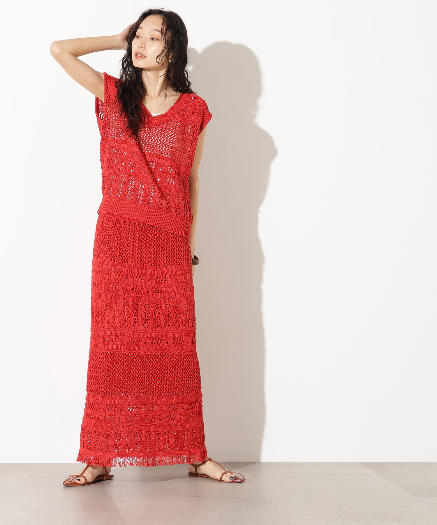  「パッチワークニットセットアップ」|スカート|