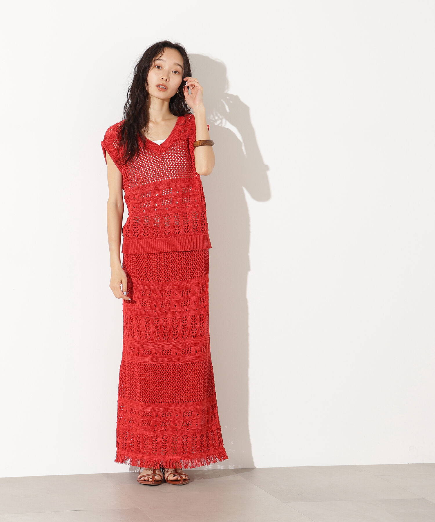  「パッチワークニットセットアップ」|スカート|