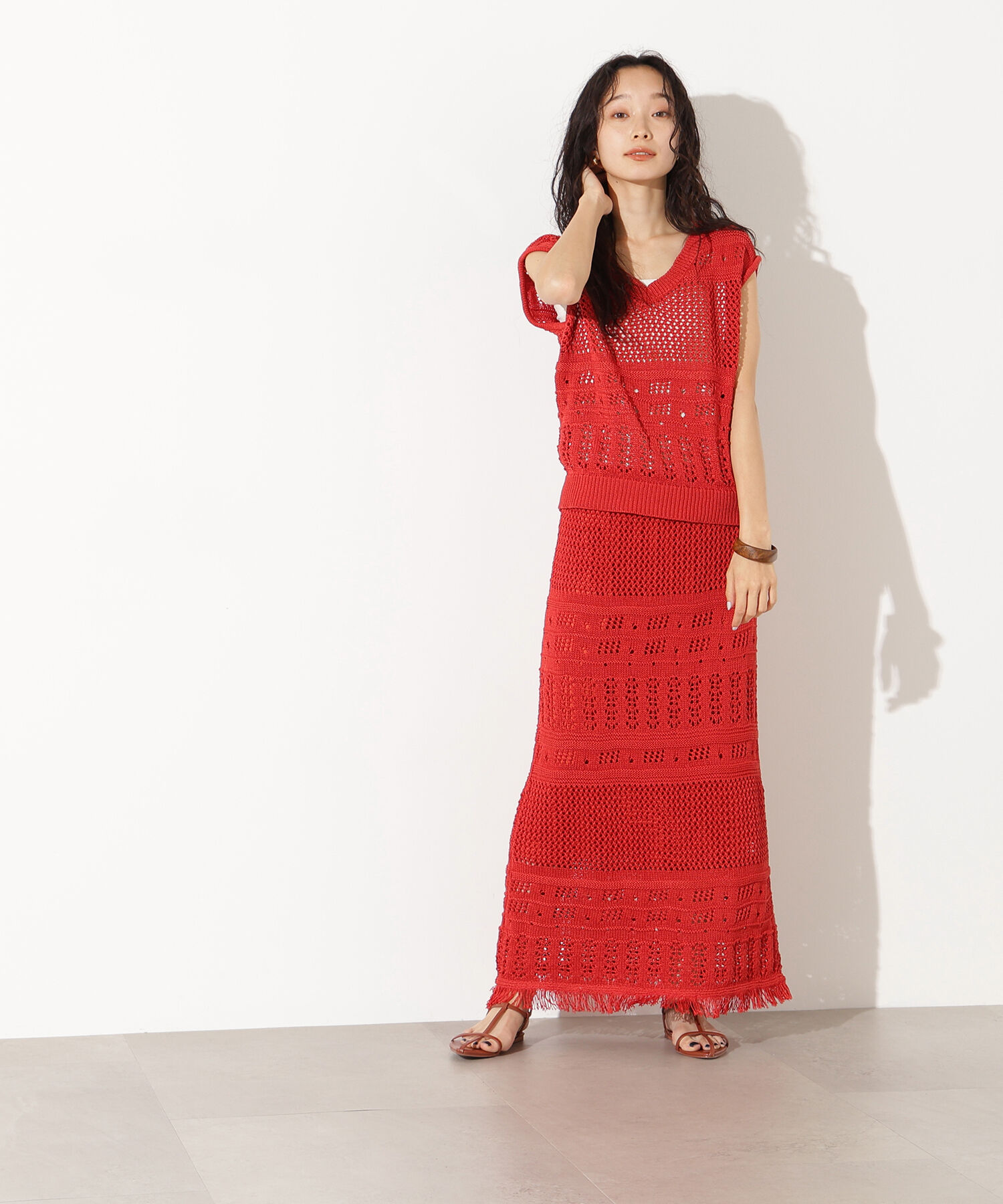  「パッチワークニットセットアップ」|スカート|