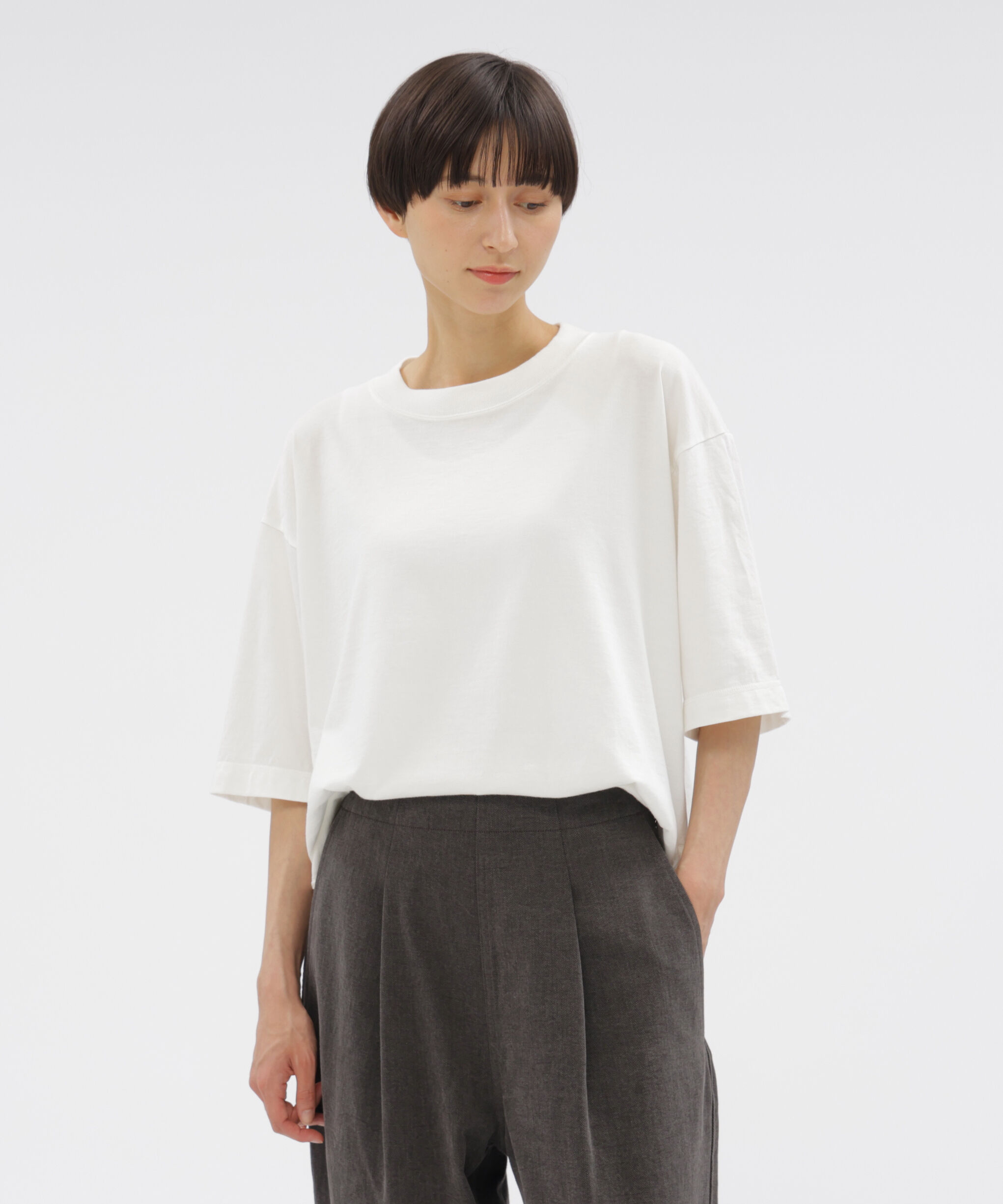 MHL.「SMOOTH COTTON JERSEY TOP」|Tシャツ・カットソー|WHITE