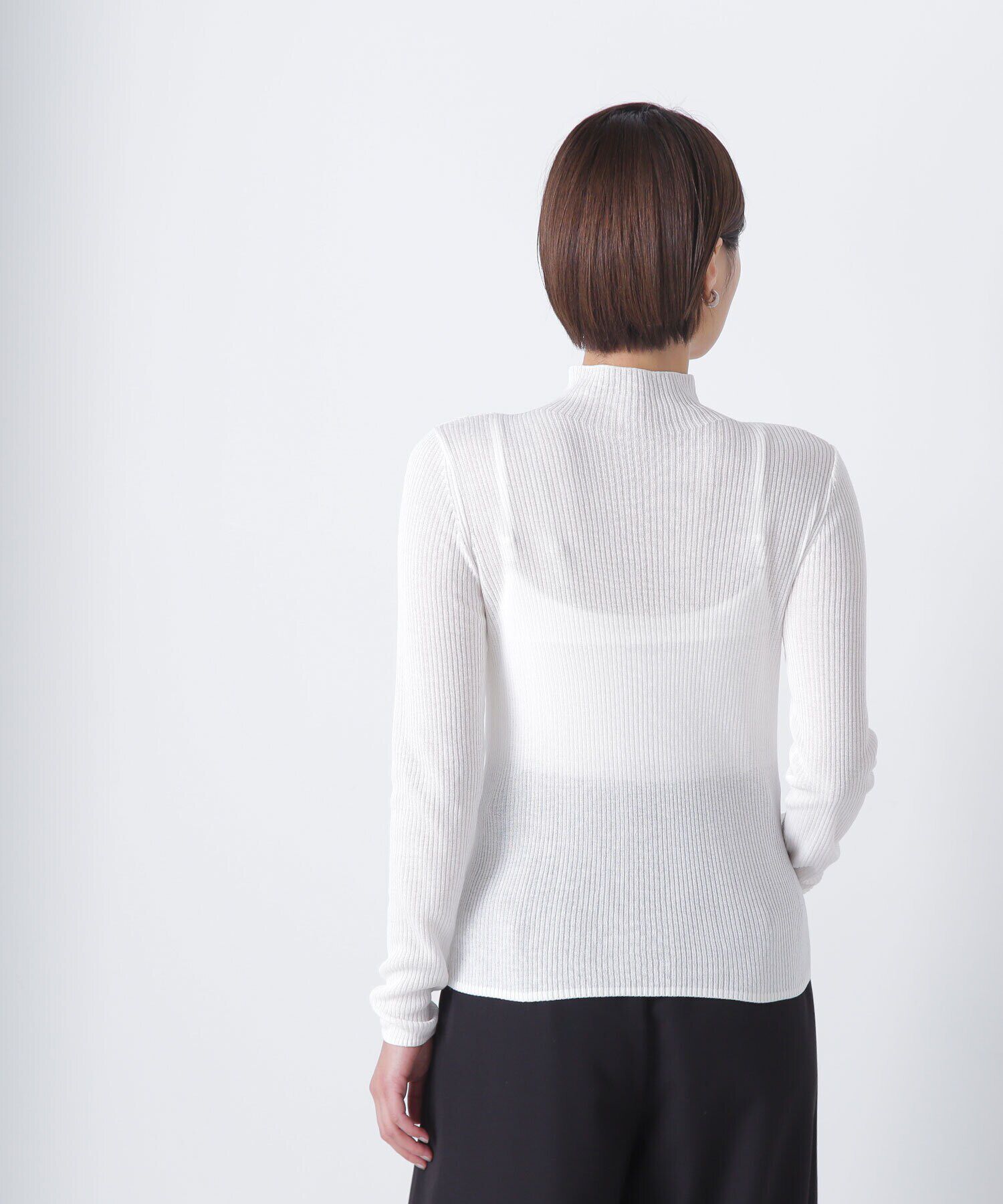  「Vネックベスト&times;シアーリブトップス」|ニット・セーター|