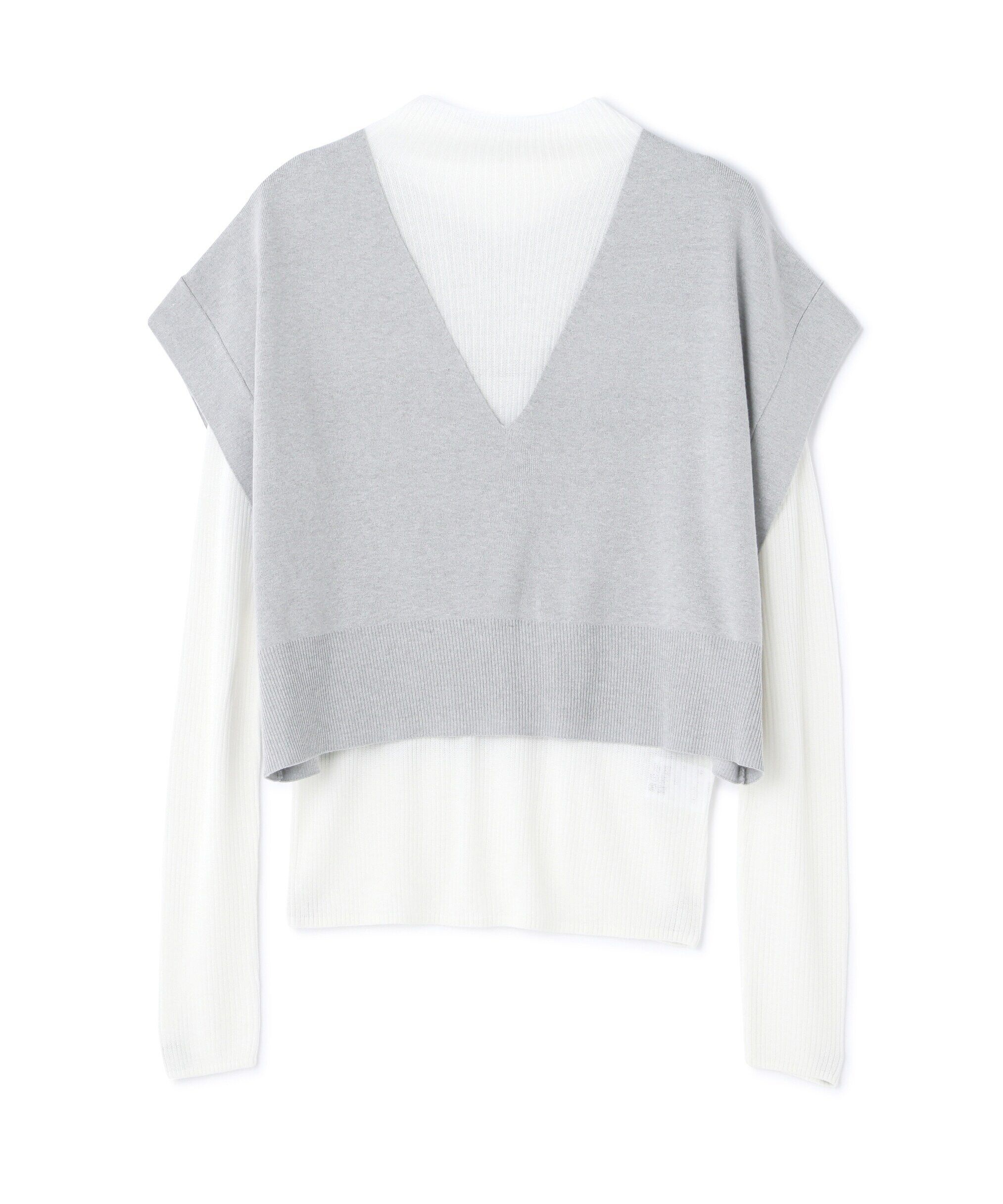  「Vネックベスト&times;シアーリブトップス」|ニット・セーター|