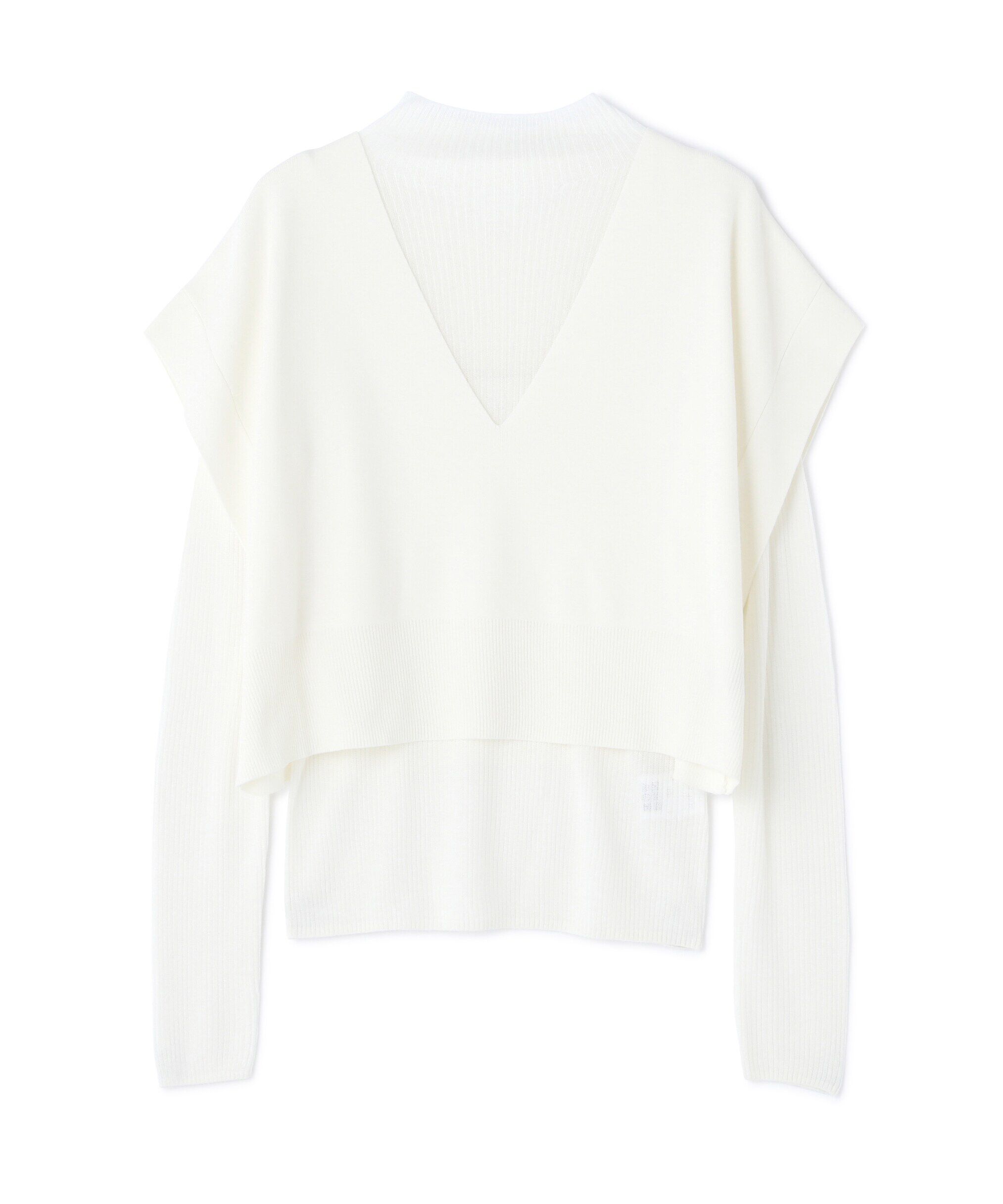  「Vネックベスト&times;シアーリブトップス」|ニット・セーター|