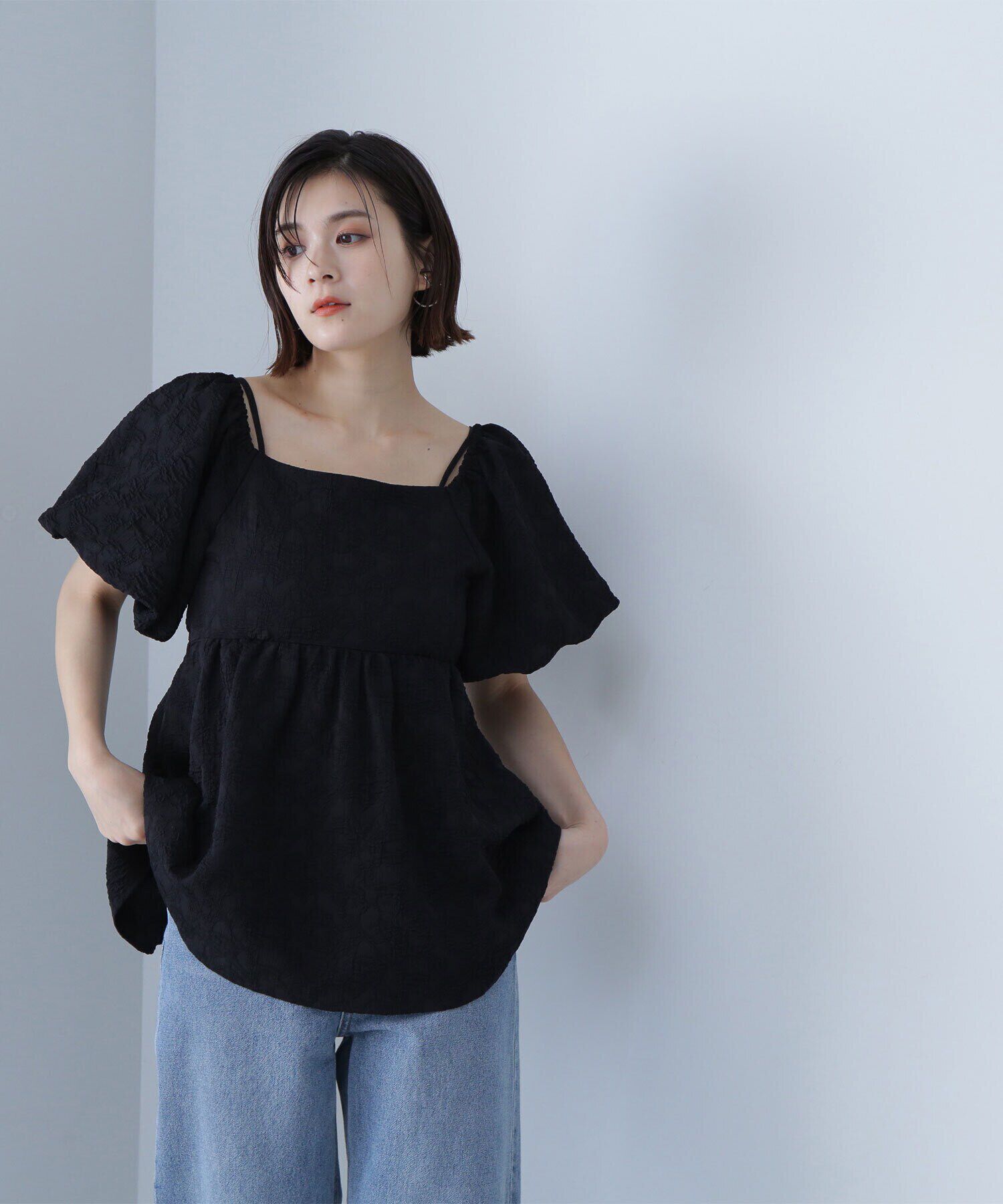  「ふくれジャガードオフショルブラウス」|シャツ・ブラウス|