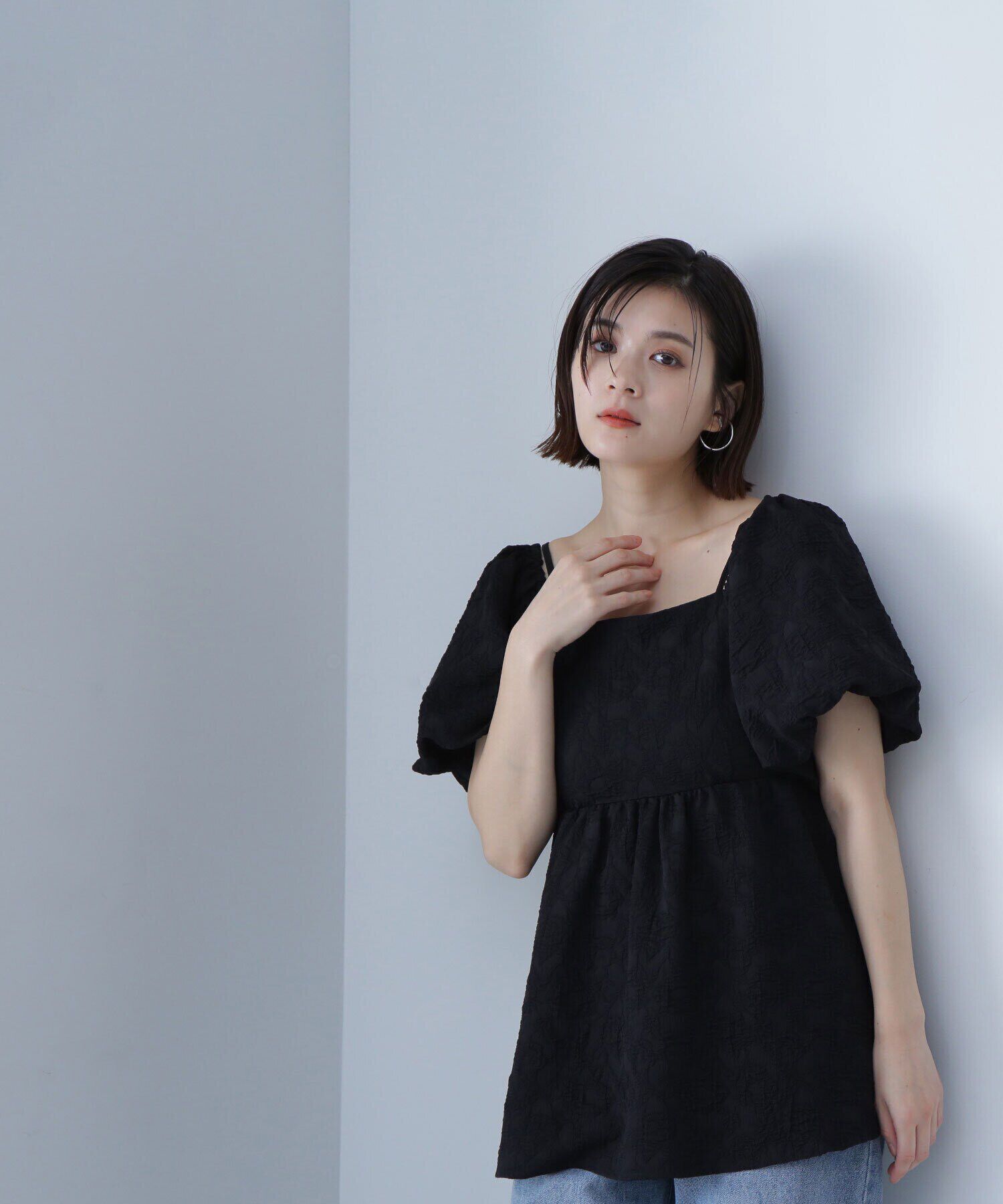  「ふくれジャガードオフショルブラウス」|シャツ・ブラウス|