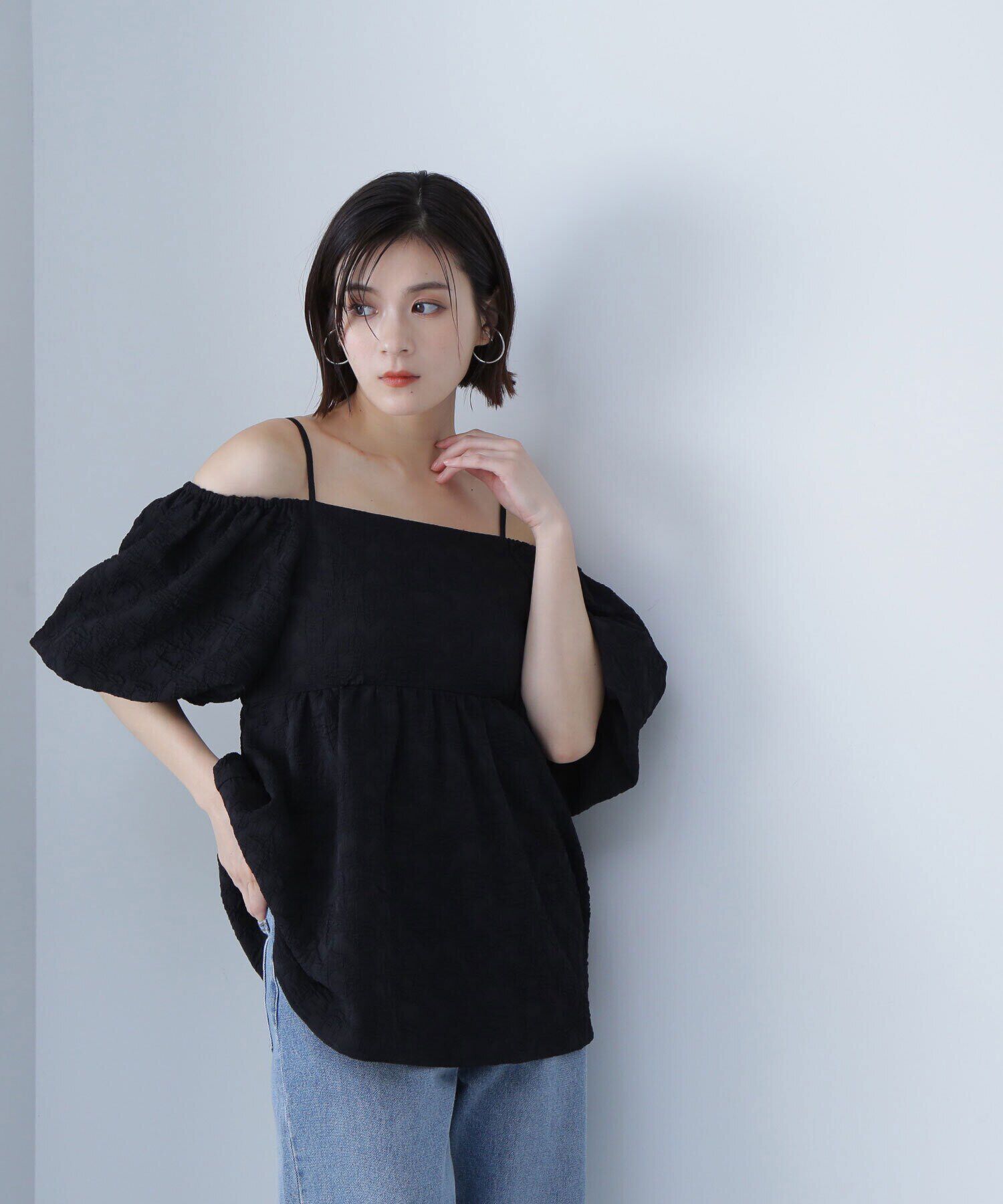  「ふくれジャガードオフショルブラウス」|シャツ・ブラウス|