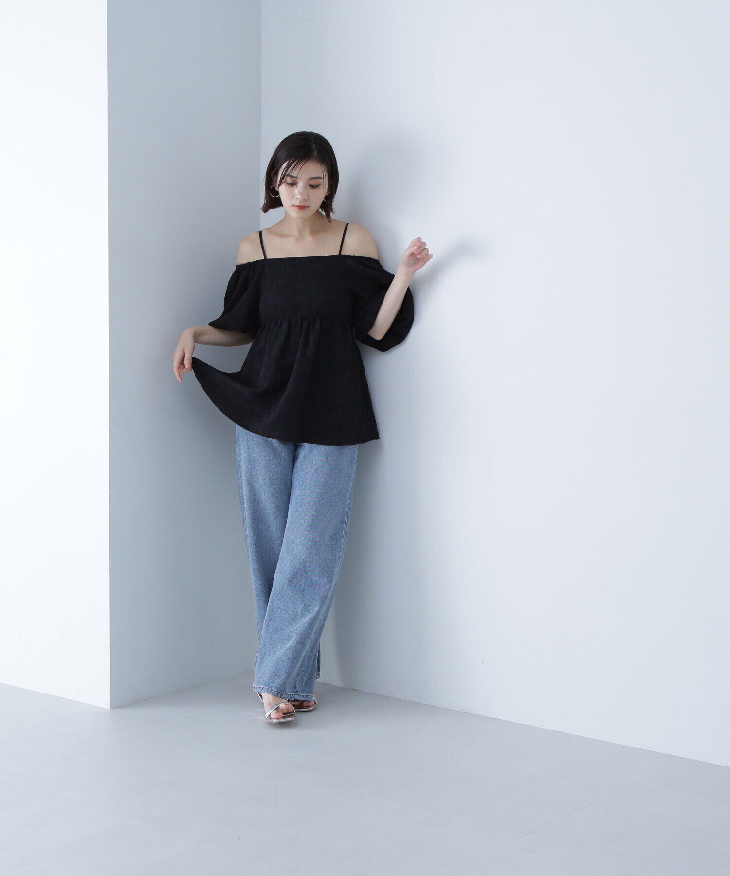  「ふくれジャガードオフショルブラウス」|シャツ・ブラウス|