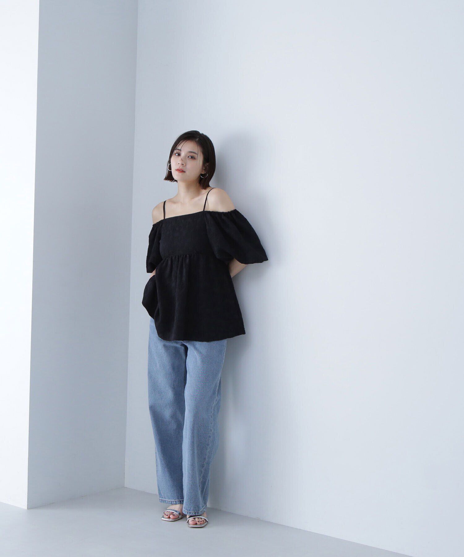  「ふくれジャガードオフショルブラウス」|シャツ・ブラウス|