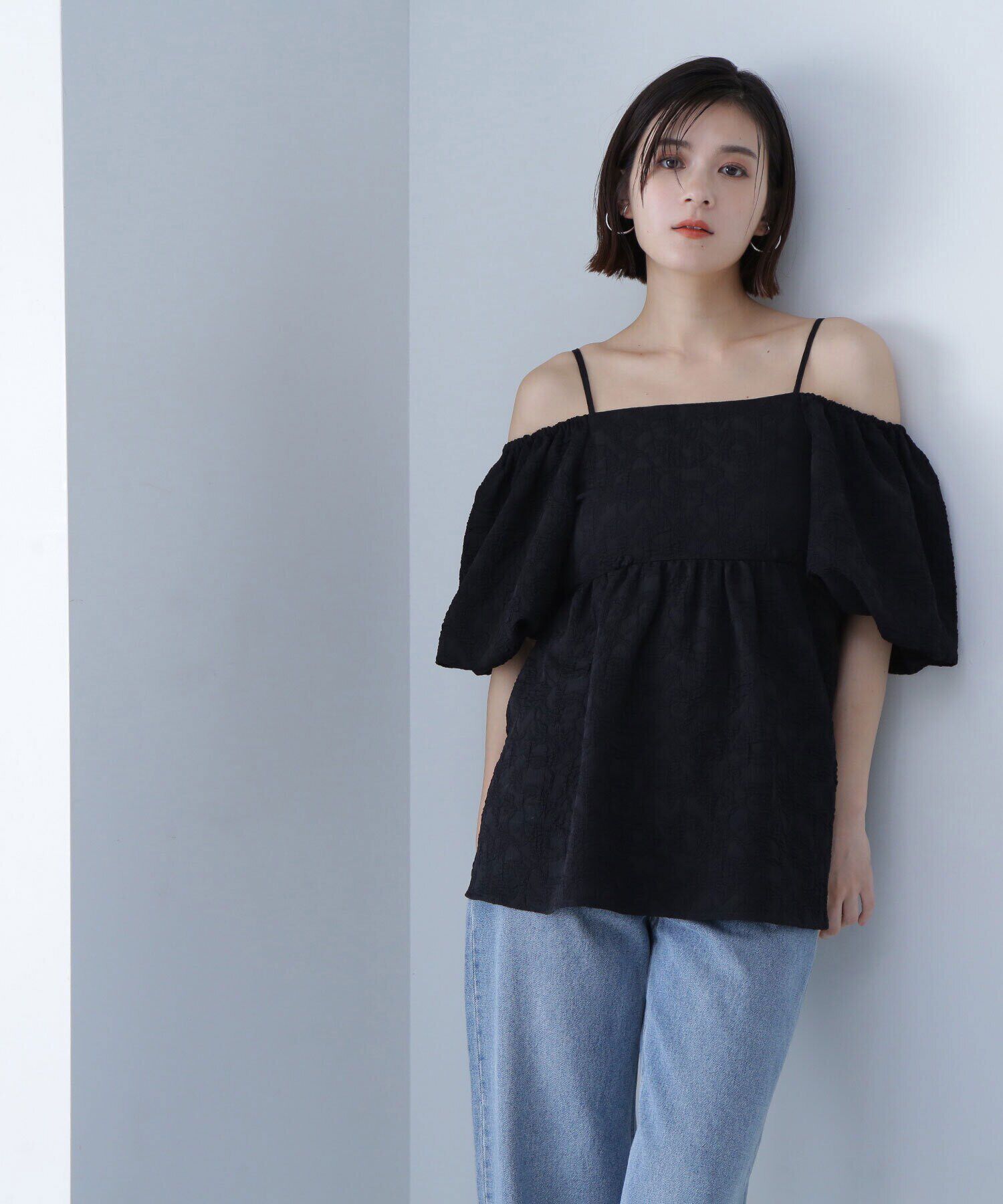  「ふくれジャガードオフショルブラウス」|シャツ・ブラウス|