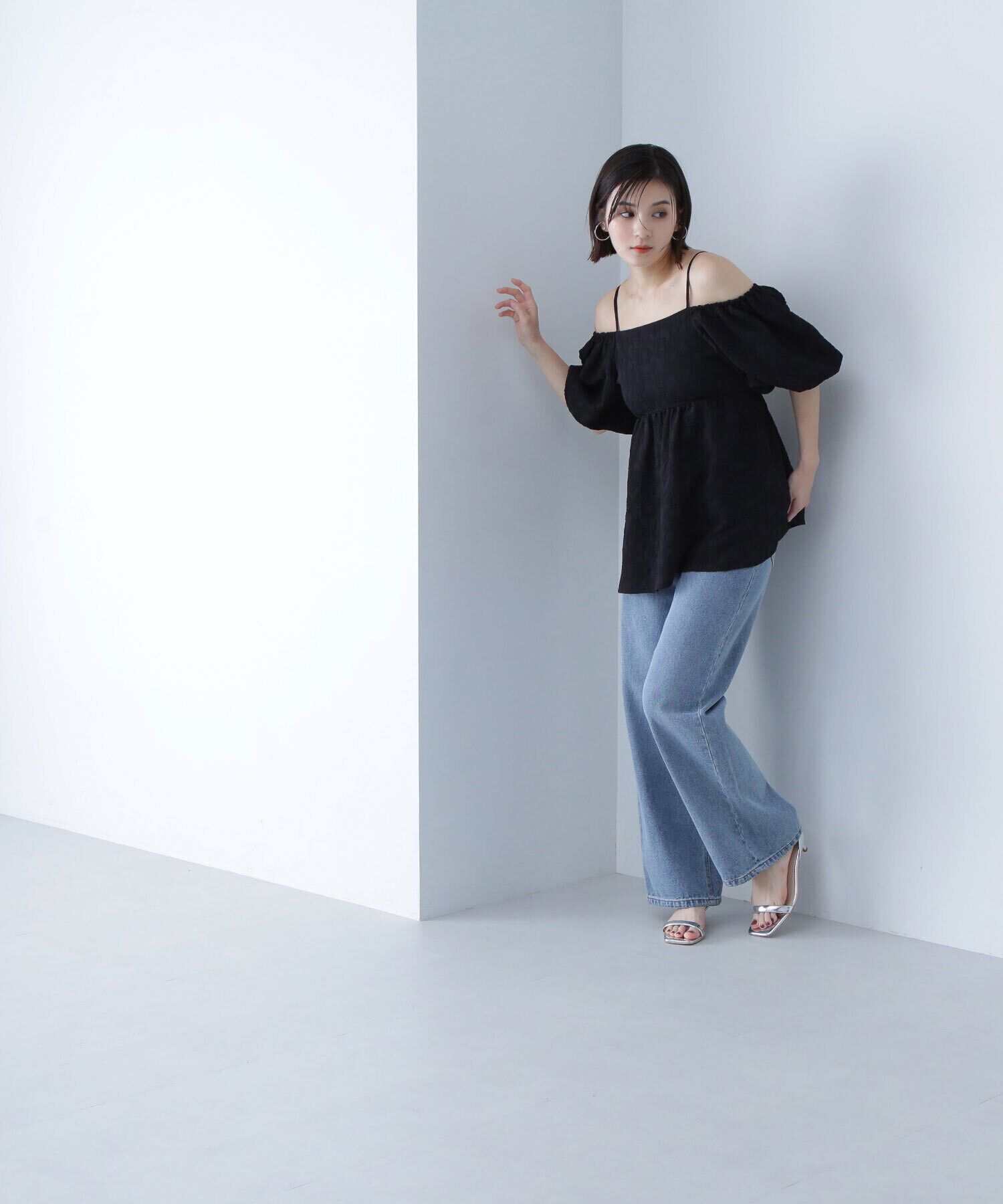  「ふくれジャガードオフショルブラウス」|シャツ・ブラウス|