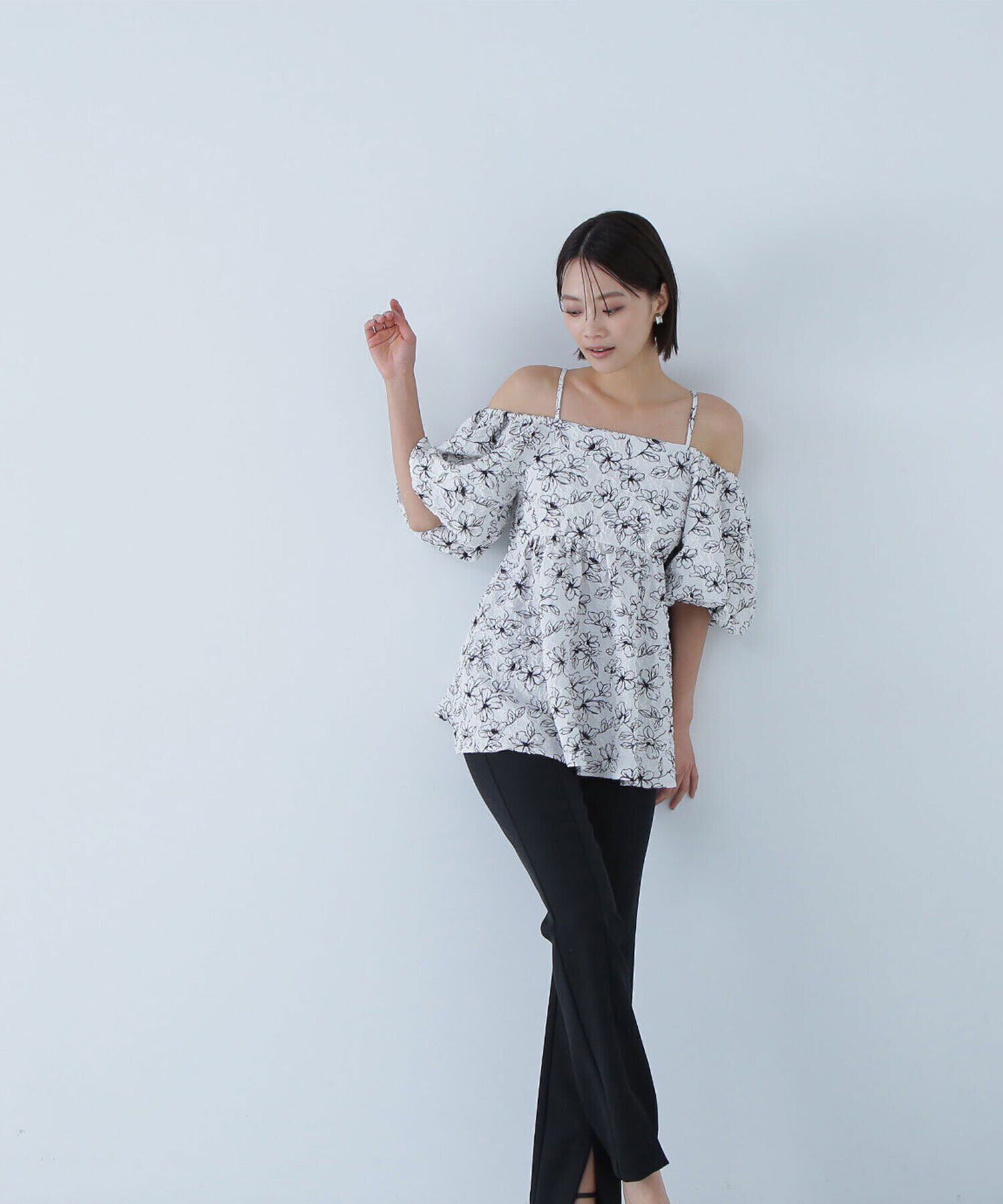  「ふくれジャガードオフショルブラウス」|シャツ・ブラウス|