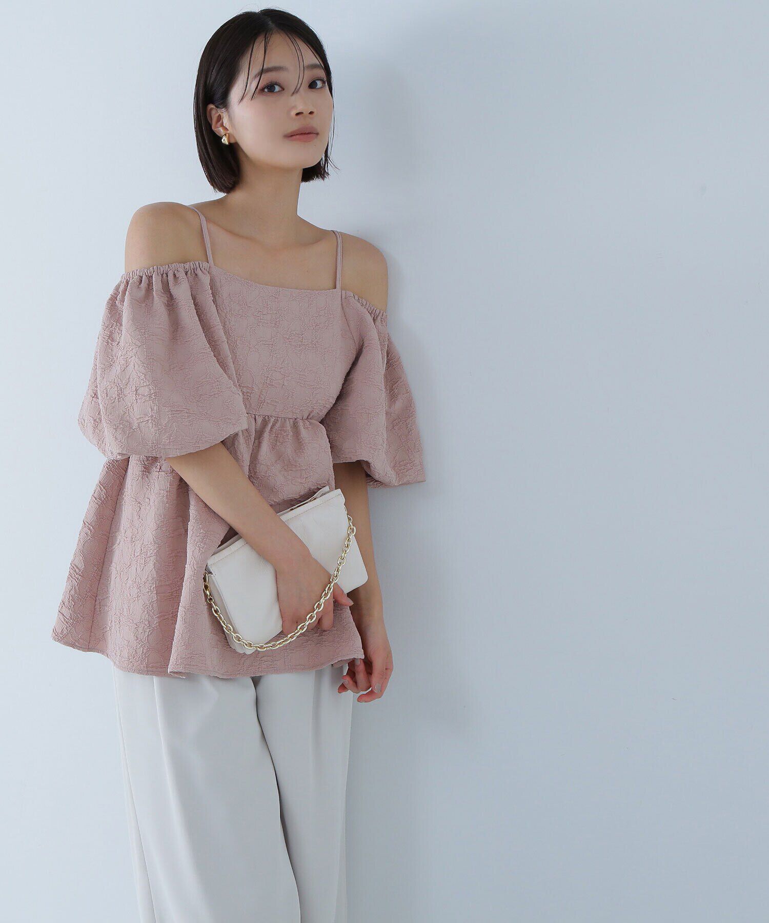  「ふくれジャガードオフショルブラウス」|シャツ・ブラウス|