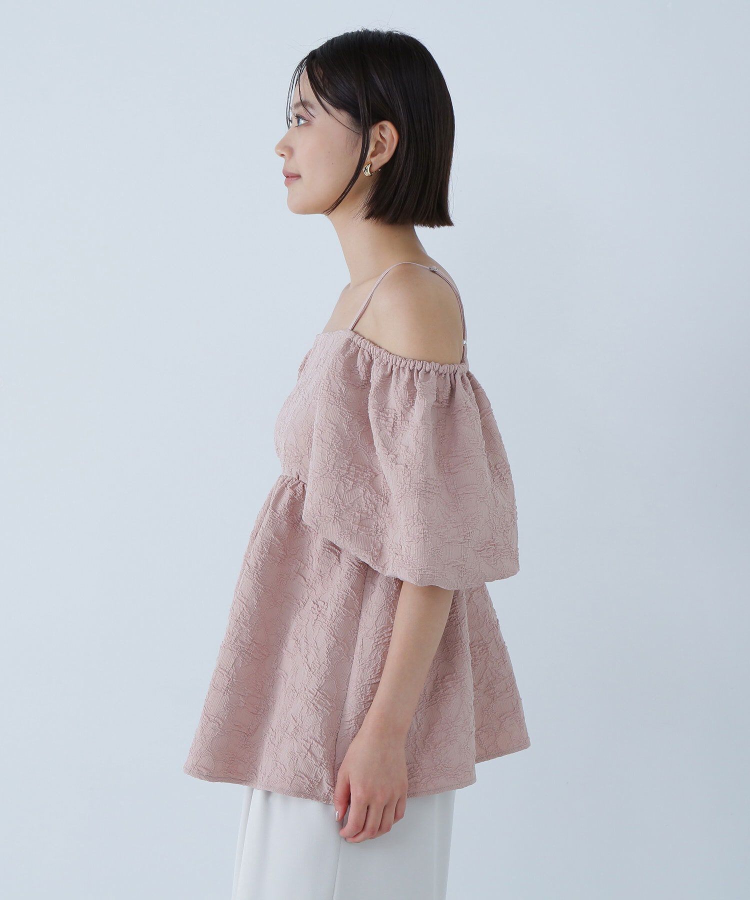  「ふくれジャガードオフショルブラウス」|シャツ・ブラウス|