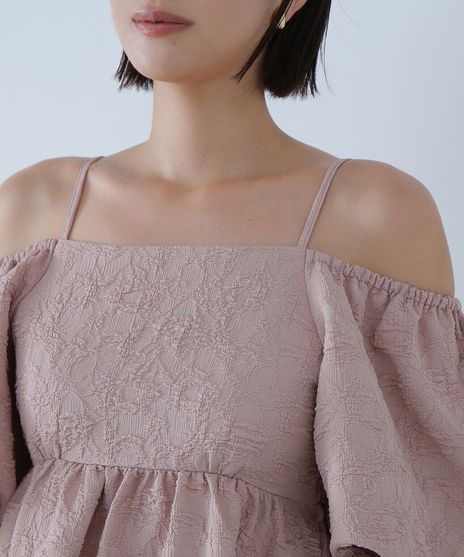  「ふくれジャガードオフショルブラウス」|シャツ・ブラウス|