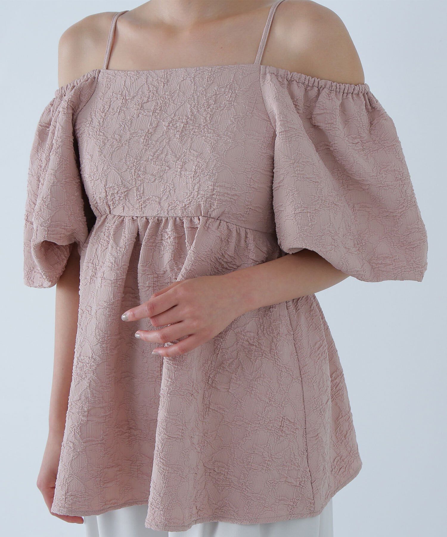  「ふくれジャガードオフショルブラウス」|シャツ・ブラウス|