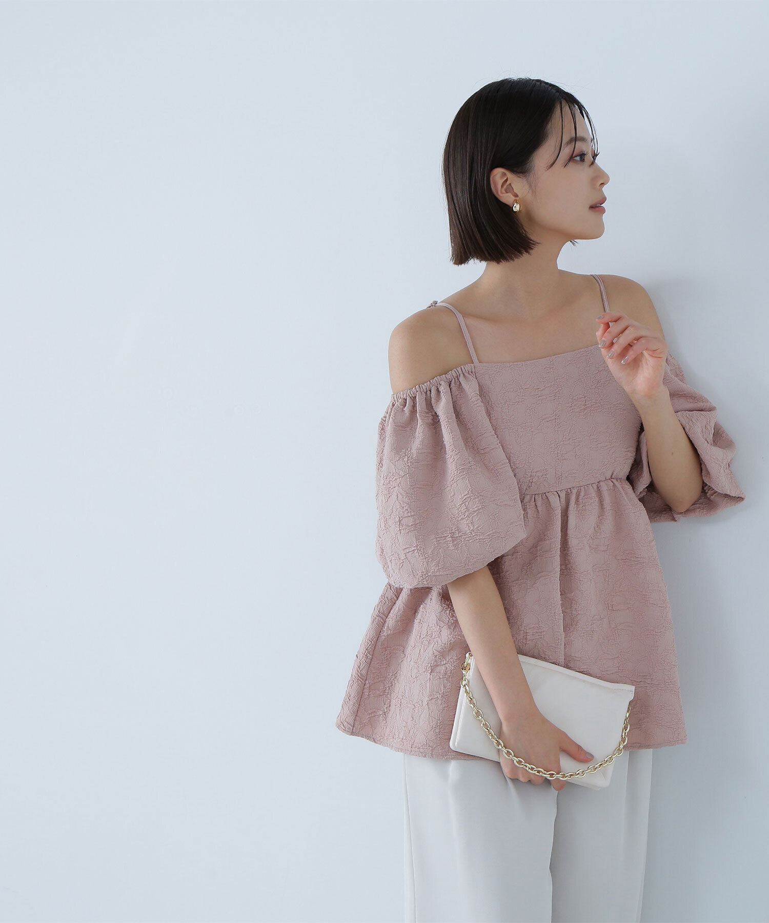  「ふくれジャガードオフショルブラウス」|シャツ・ブラウス|